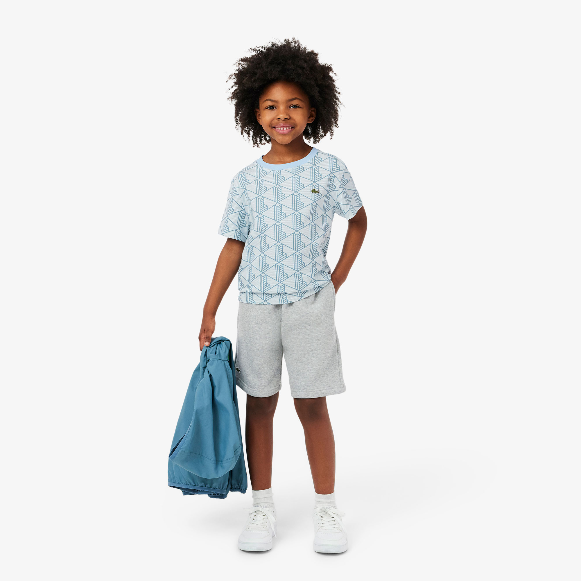 Lacoste Çocuk Bisiklet Yaka Monogram Mavi T-Shirt görsel 6