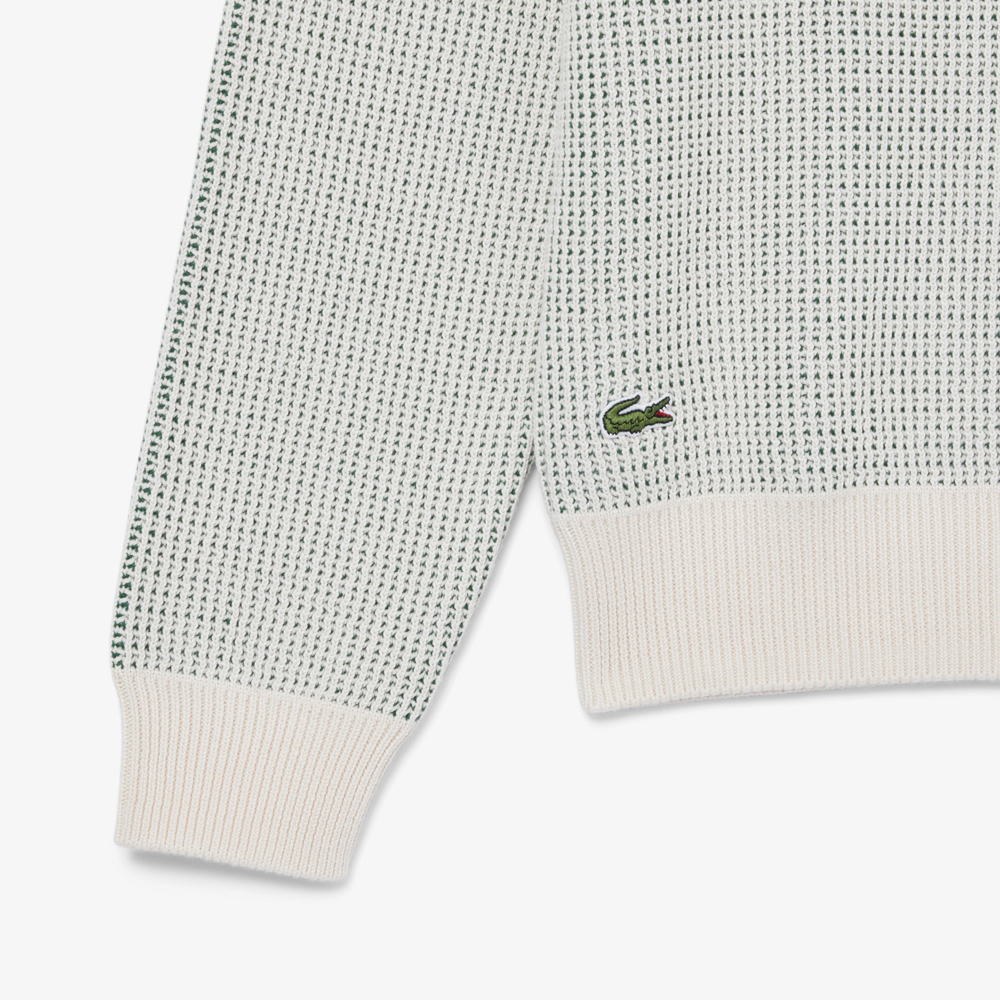 Lacoste Erkek Classic Fit Bisiklet Yaka Desenli Krem Kazak