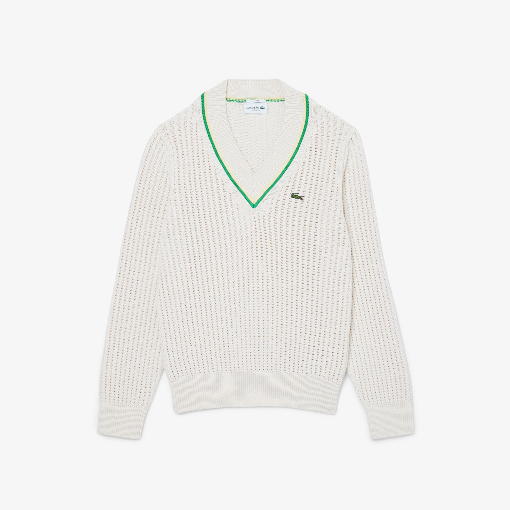 Lacoste Unisex Classic Fit V Yaka Krem Kazak