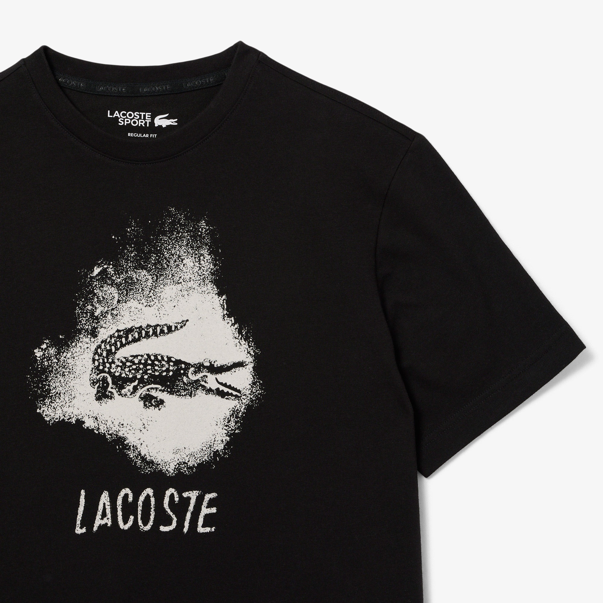 Lacoste Erkek Regular Fit Bisiklet Yaka Baskılı Siyah T-Shirt