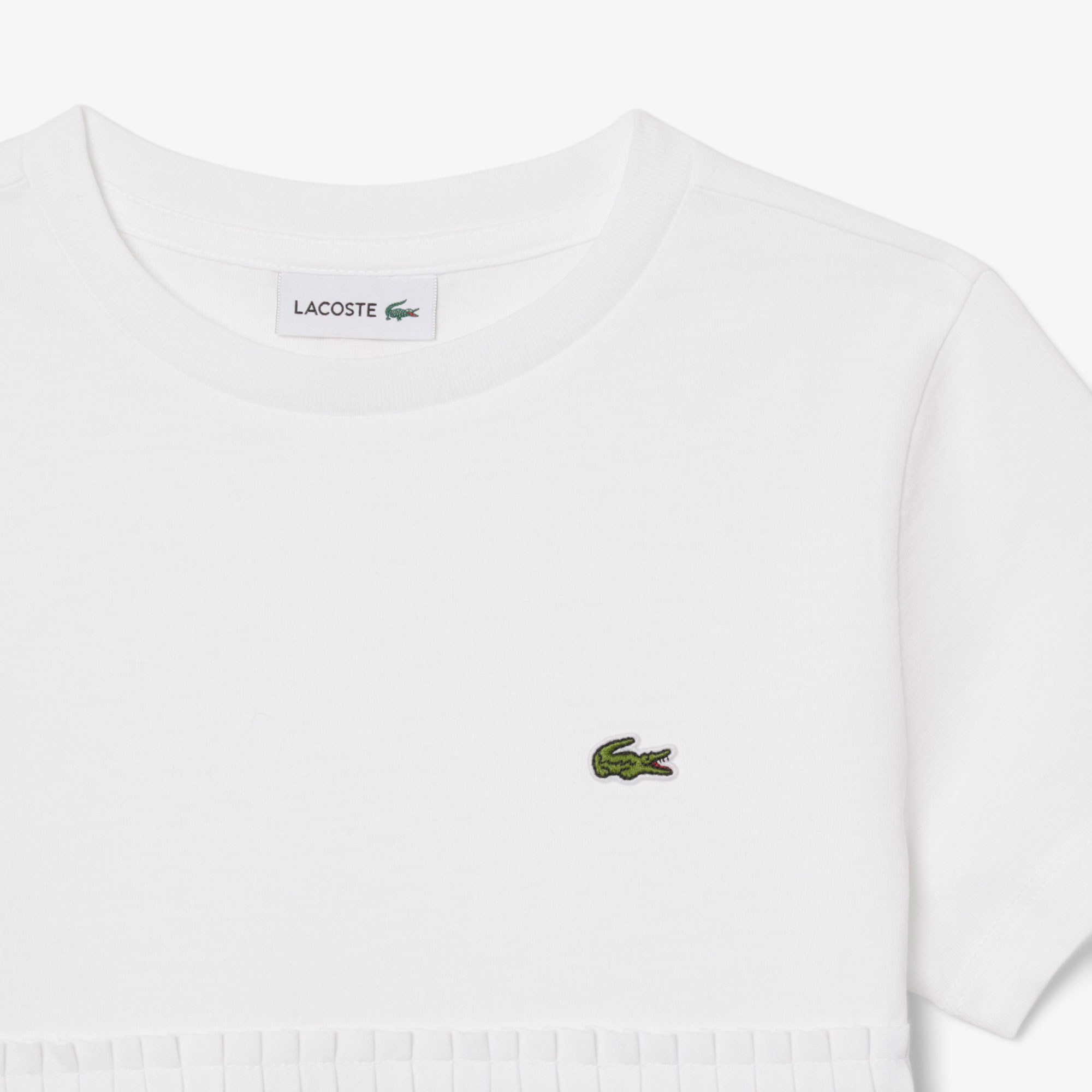 Lacoste Kız Çocuk Bisiklet Yaka Beyaz T-Shirt görsel 3