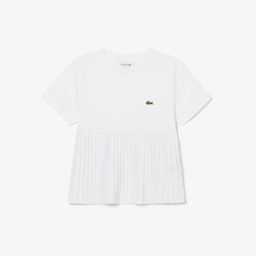 Kız Çocuk Bisiklet Yaka Beyaz T-Shirt Beyaz