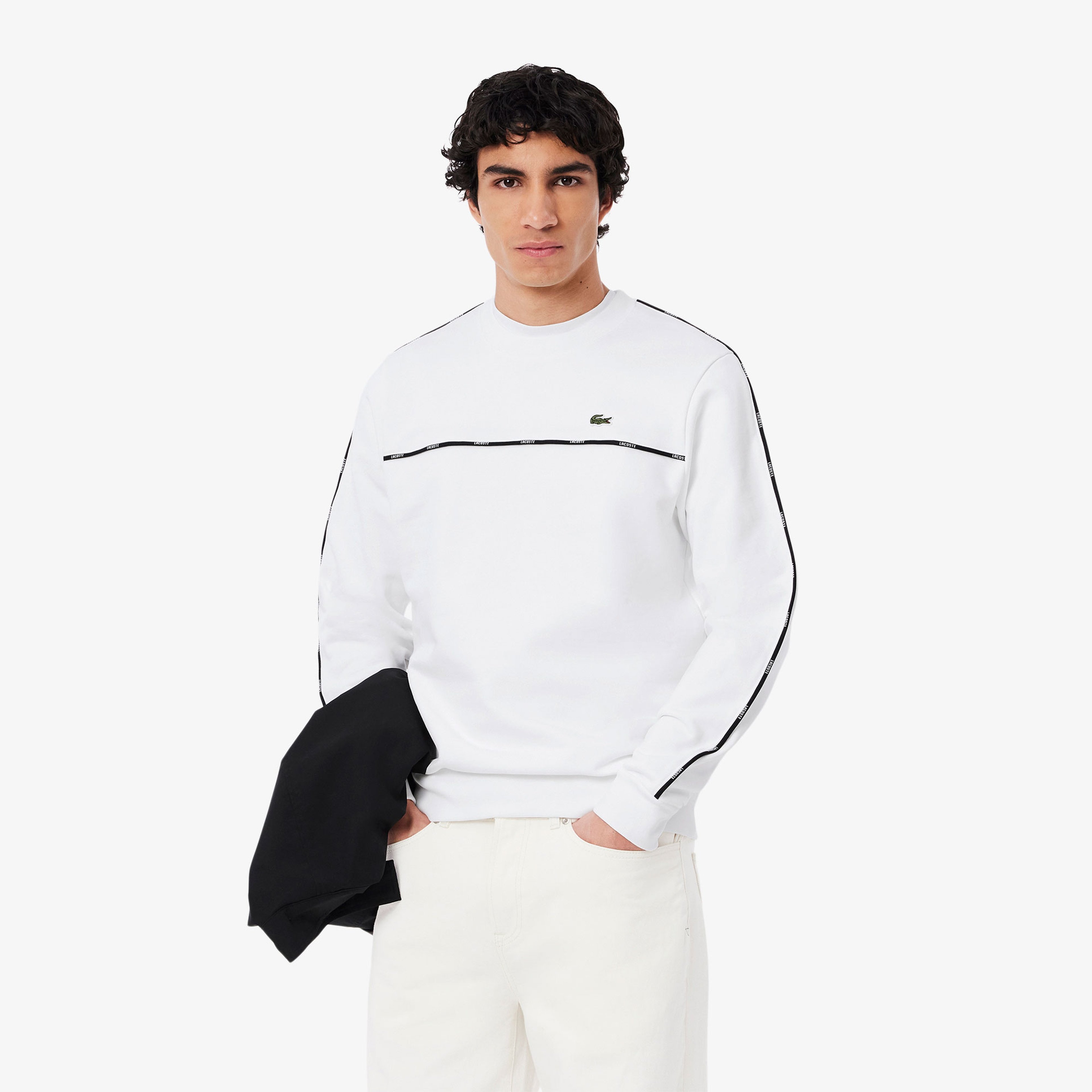 Erkek Classic Fit Beyaz Sweatshirt