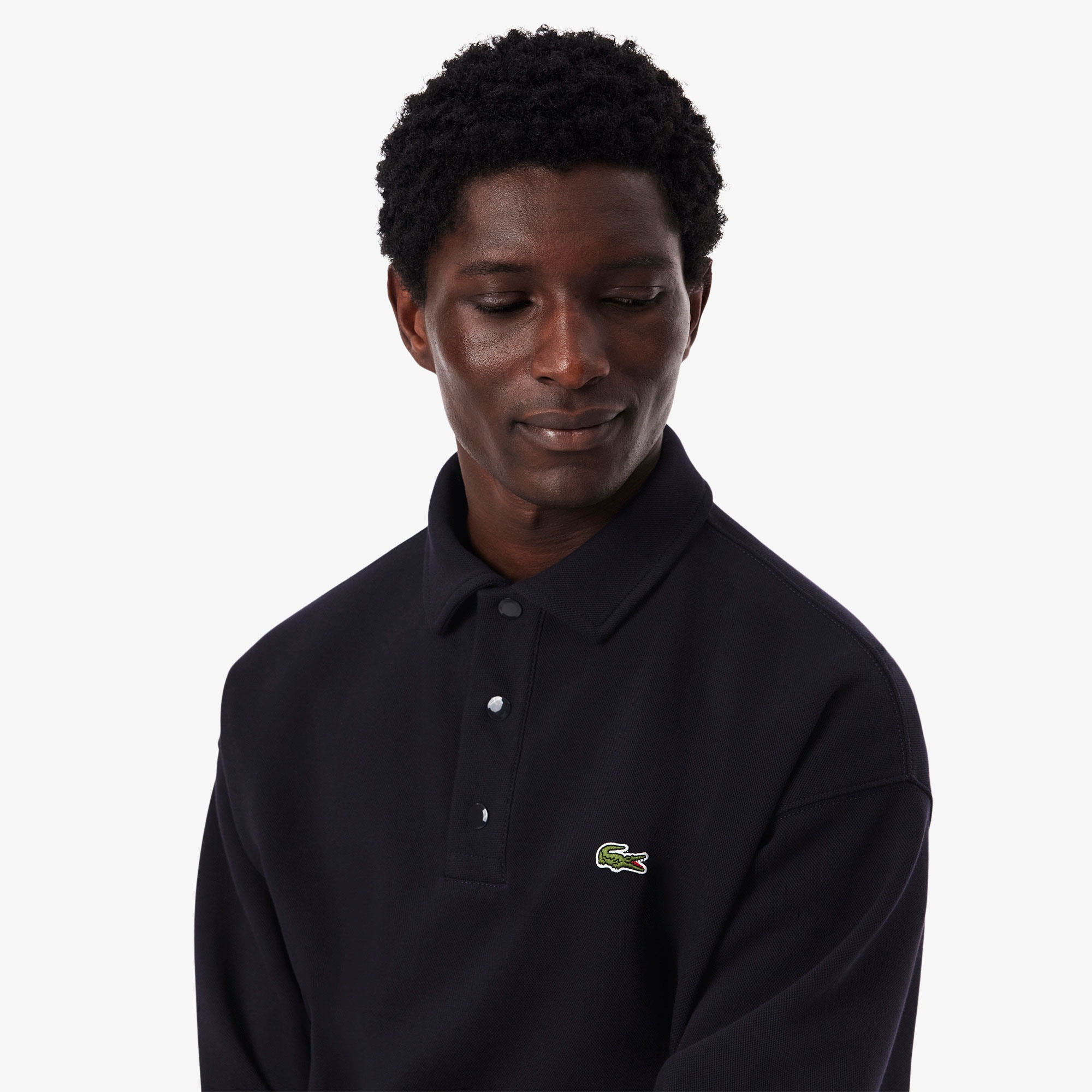 Lacoste Erkek Loose Fit Polo Yaka Lacivert Sweatshirt