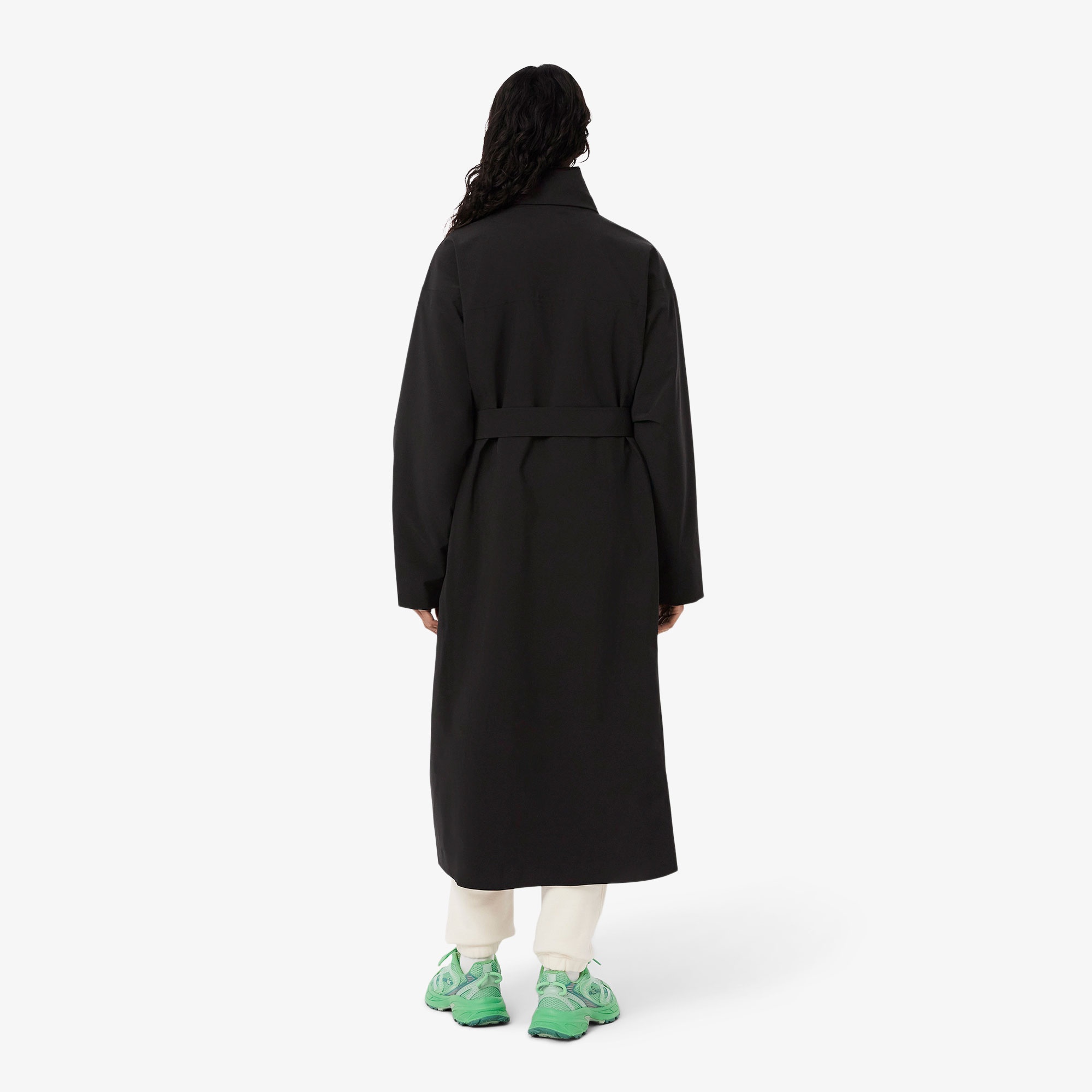 Lacoste Kadın Oversize Fit Kapüşonlu Siyah Trençkot