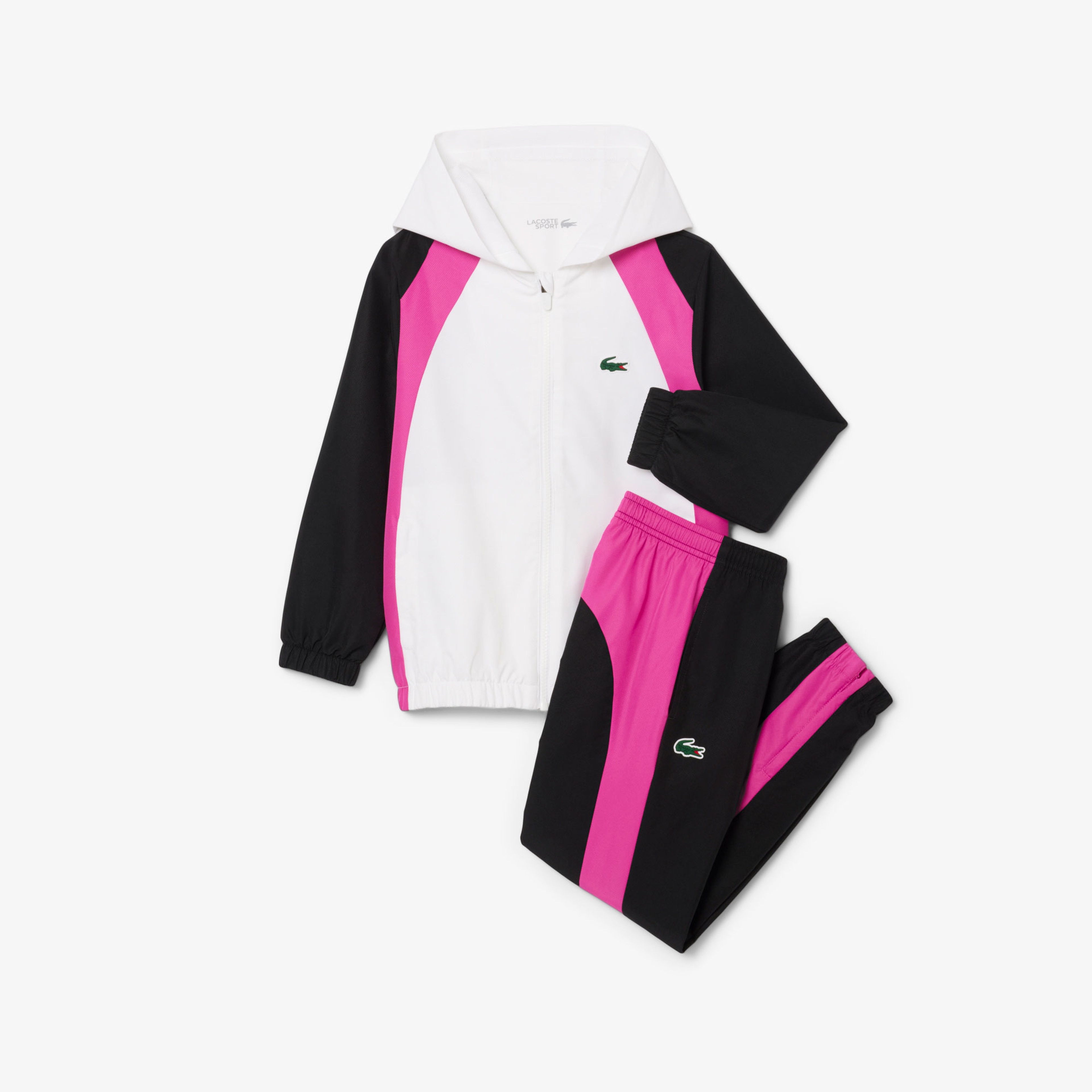 Çocuk Kapüşonlu Renk Bloklu Beyaz Eşofman Takımı Çocuk Kapüşonlu Renk Bloklu Beyaz Eşofman Takımı