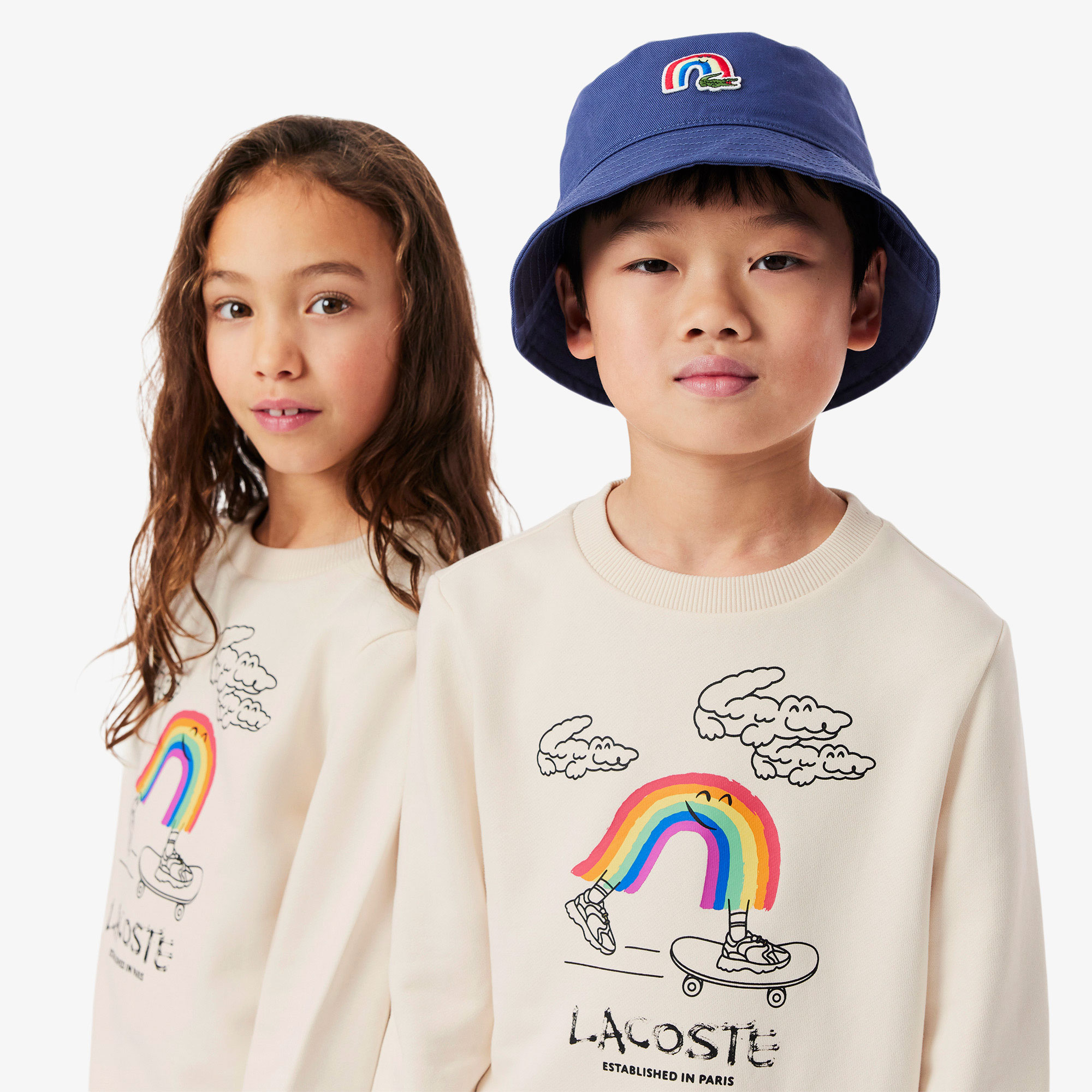 Lacoste Çocuk Bisiklet Yaka Desenli Krem Sweatshirt görsel 2