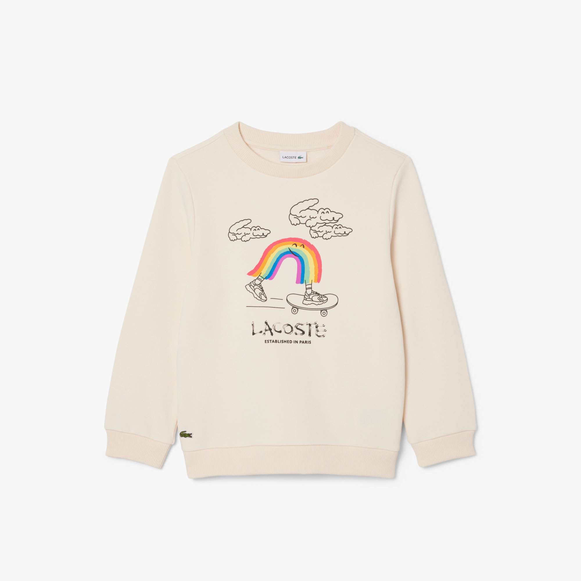 Lacoste Çocuk Bisiklet Yaka Desenli Krem Sweatshirt görsel 4