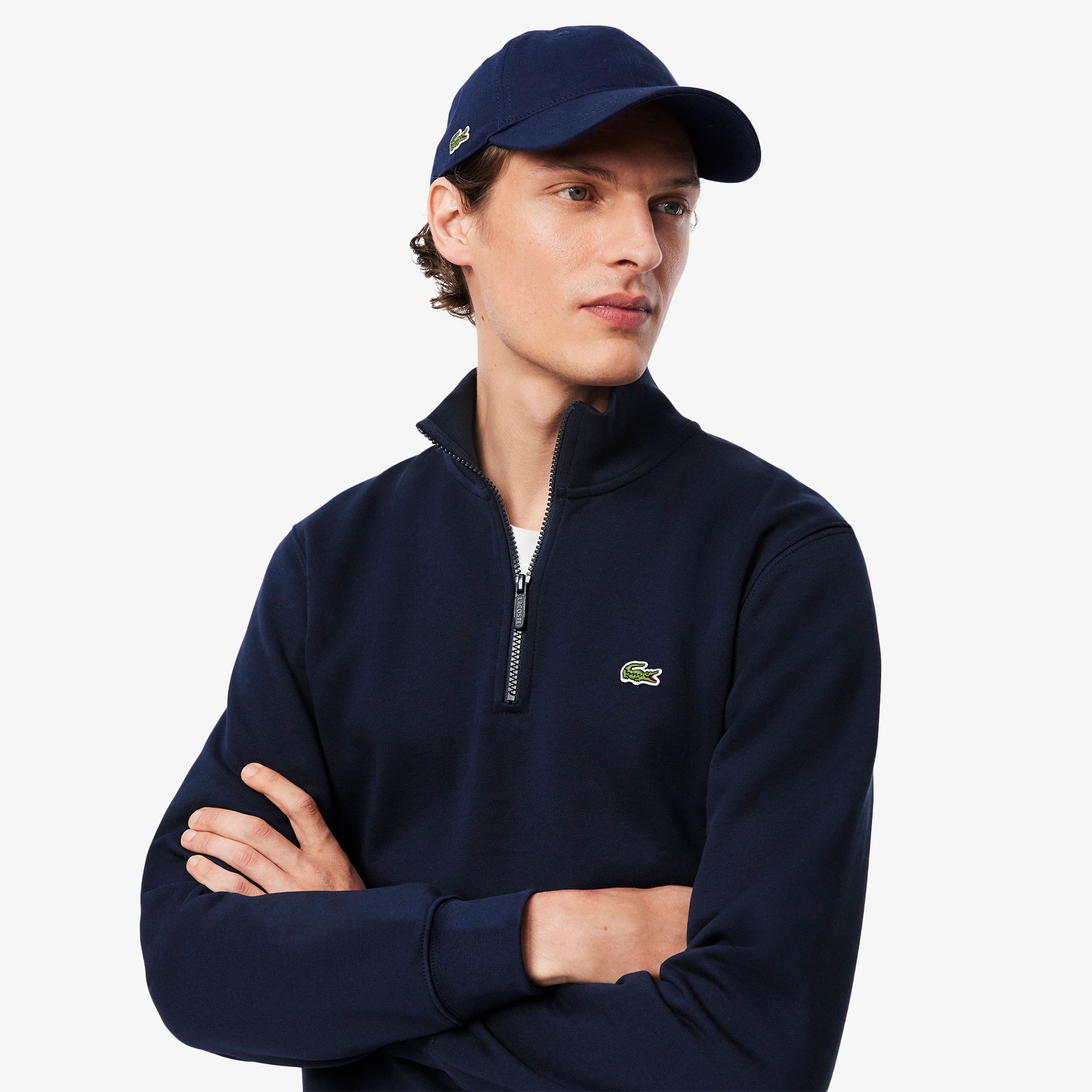 Lacoste Erkek Classic Fit Yarım Fermuarlı Lacivert Sweatshirt