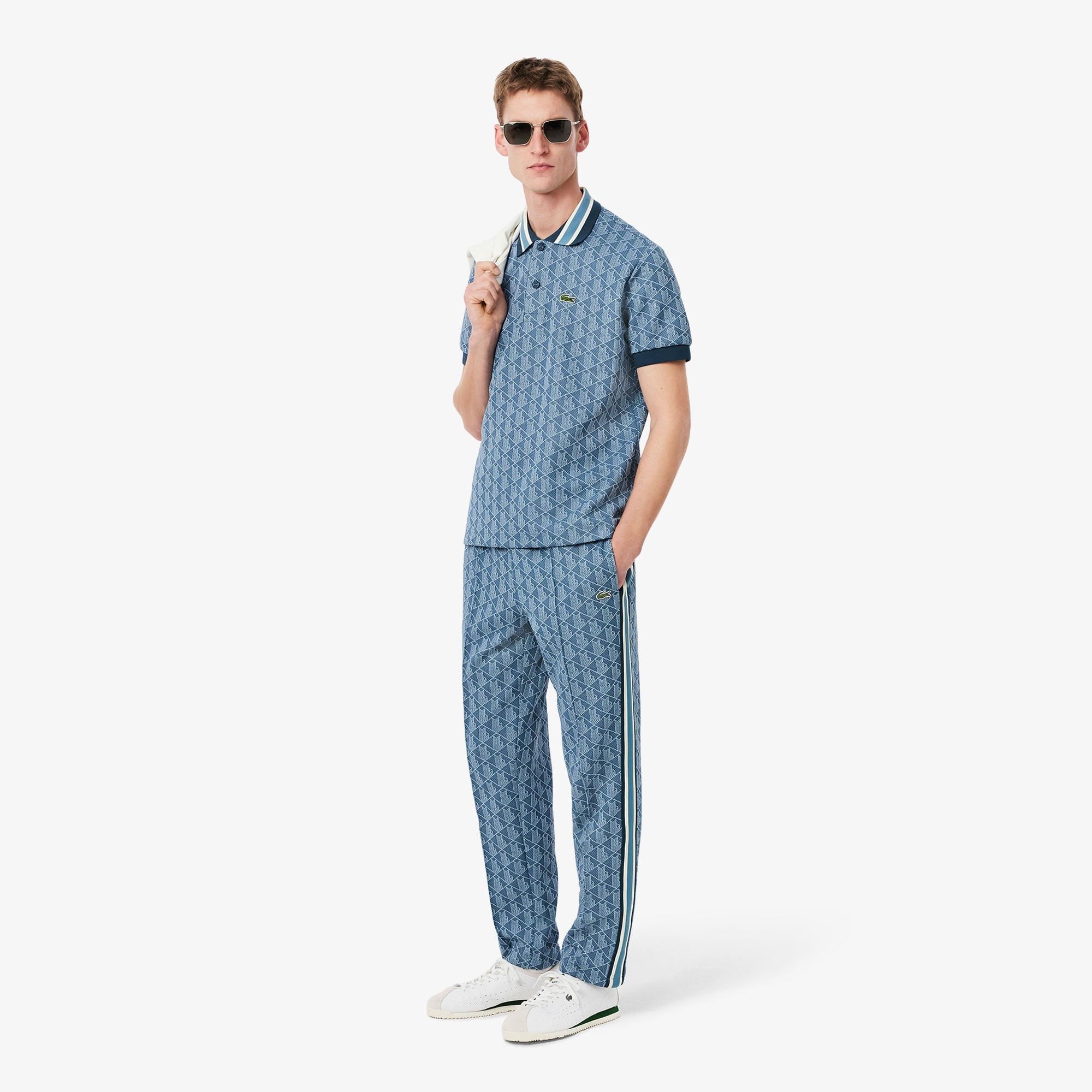 Lacoste Paris Erkek Regular Fit Monogram Mavi Eşofman Altı