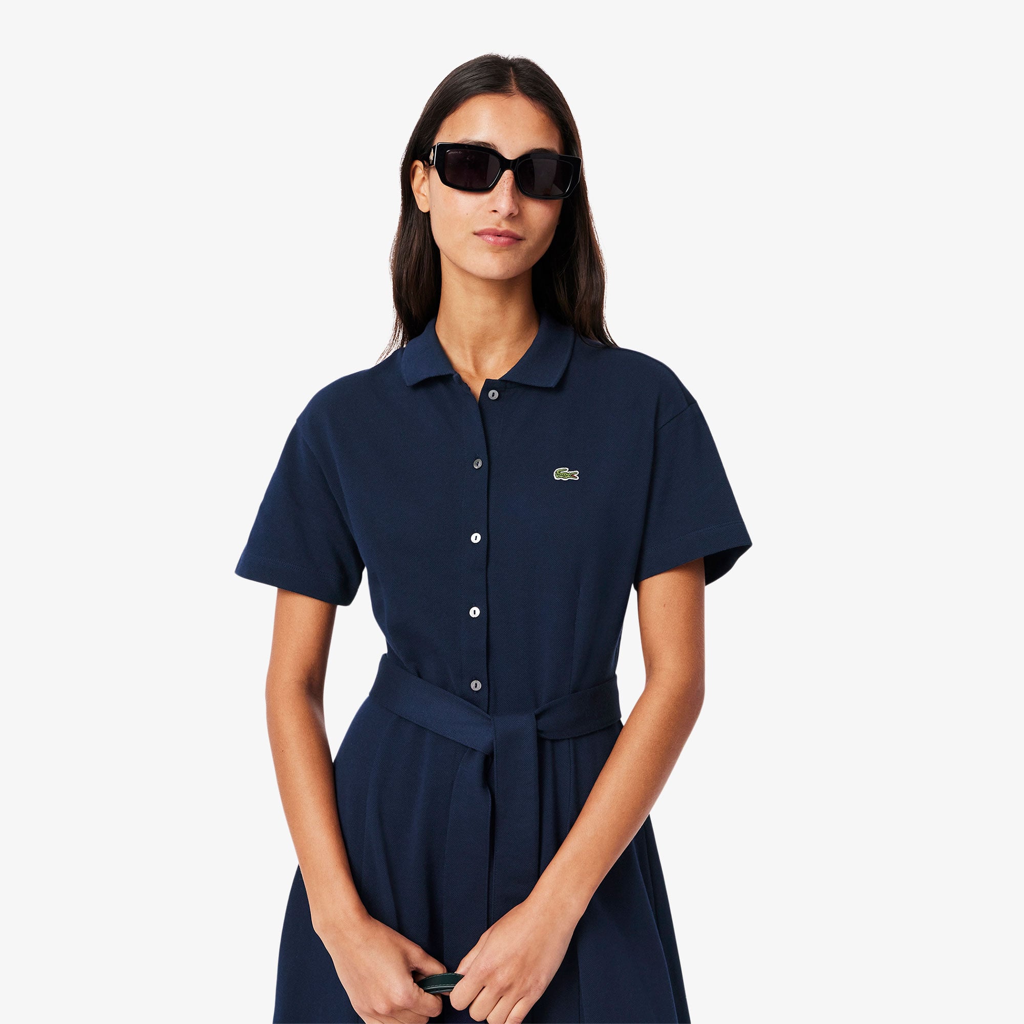 Lacoste Kadın Flare Fit Kısa Kollu Polo Yaka Lacivert Elbise görsel 2