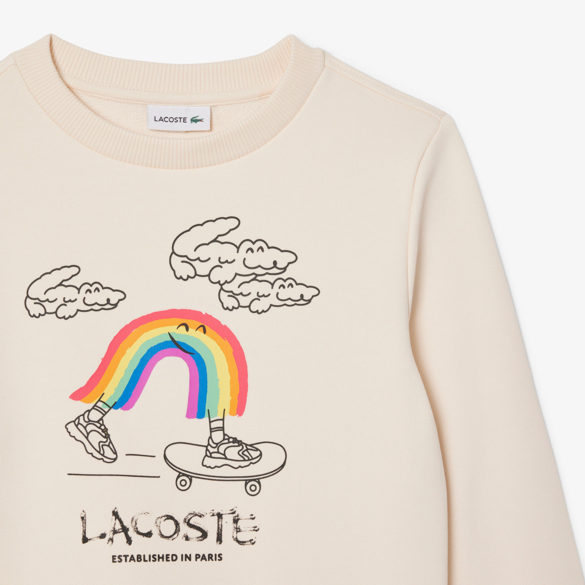 Lacoste Çocuk Bisiklet Yaka Desenli Krem Sweatshirt görsel 6