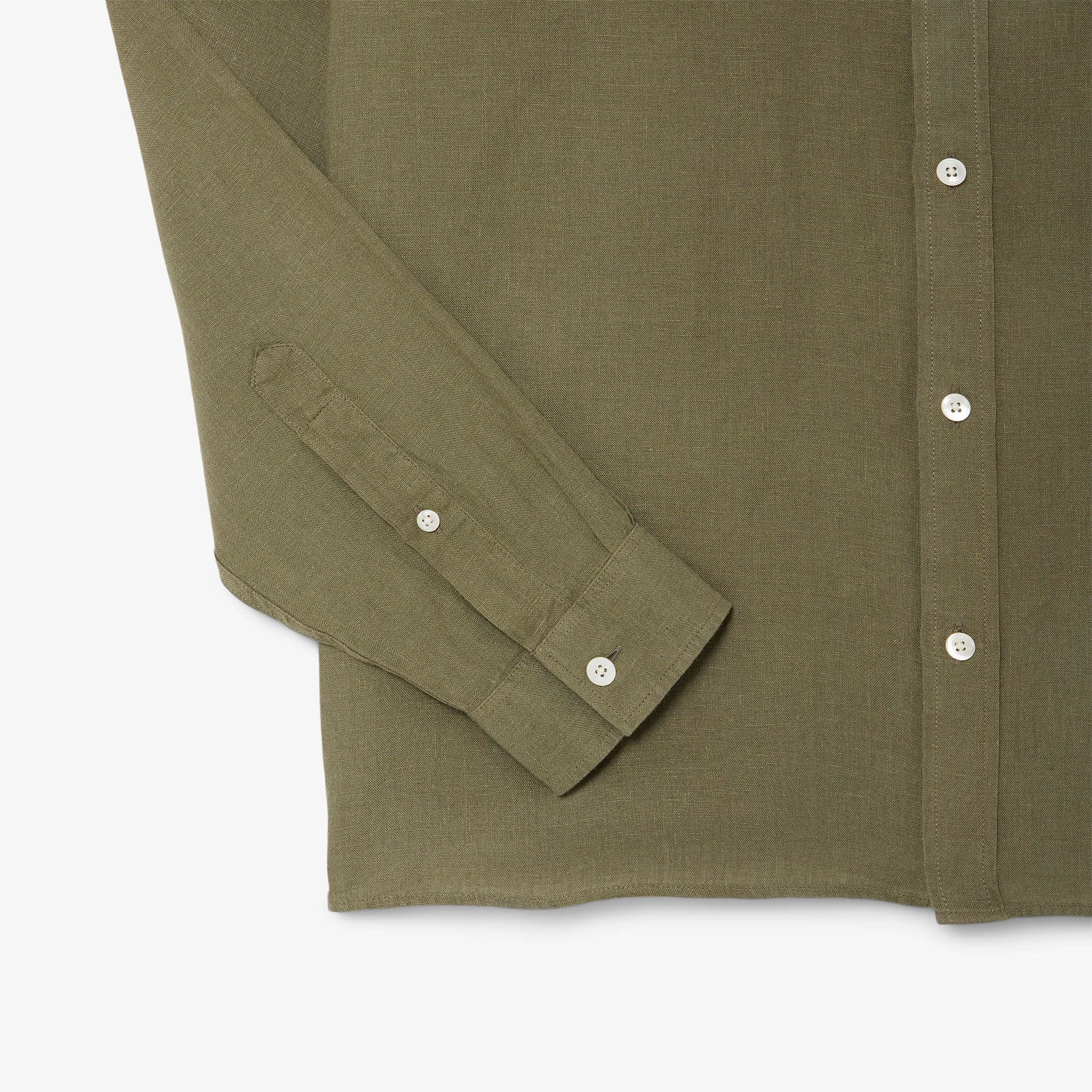 Lacoste Erkek Regular Fit Düğmeli Yaka Keten Haki Gömlek görsel 7