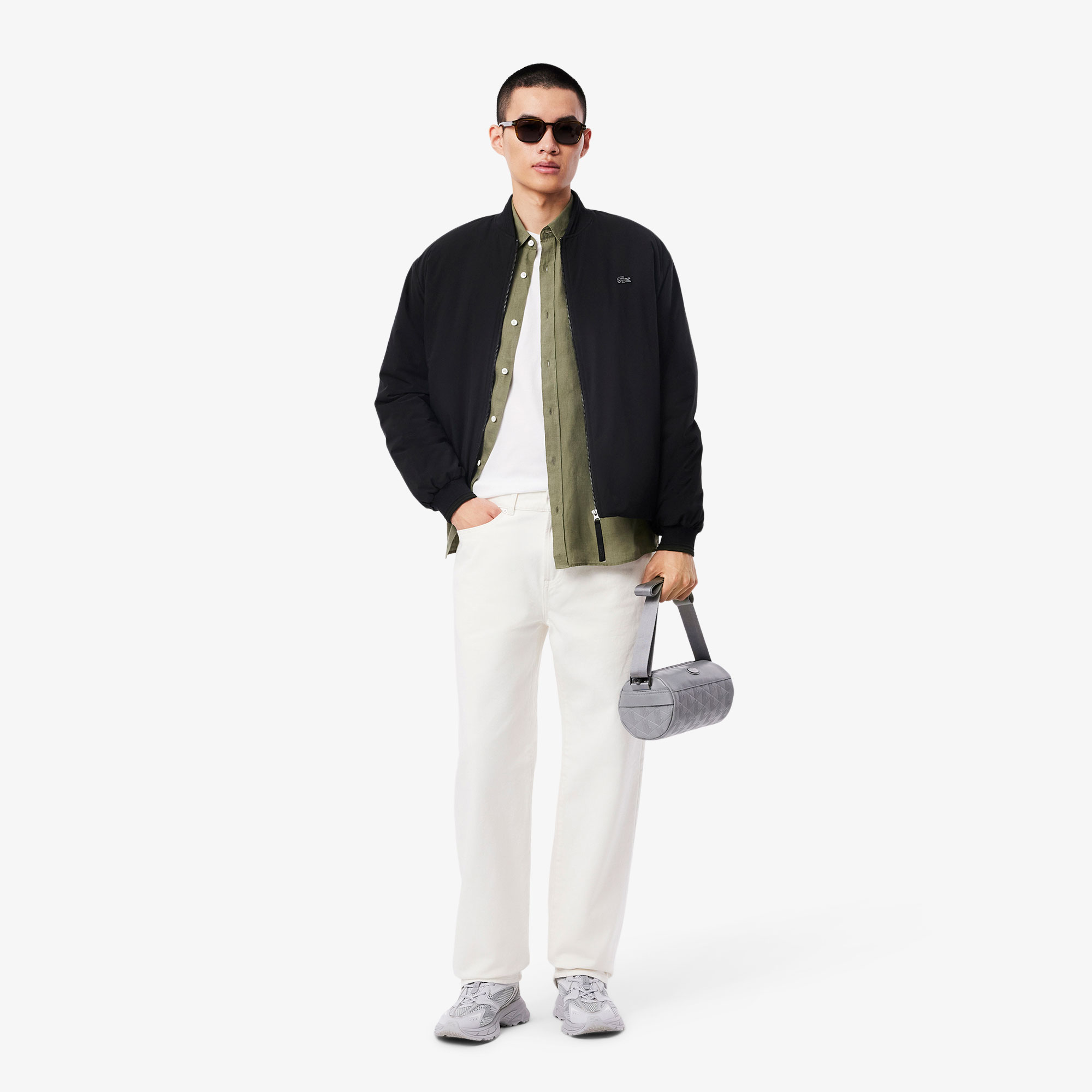 Lacoste Erkek Regular Fit Düğmeli Yaka Keten Haki Gömlek görsel 5