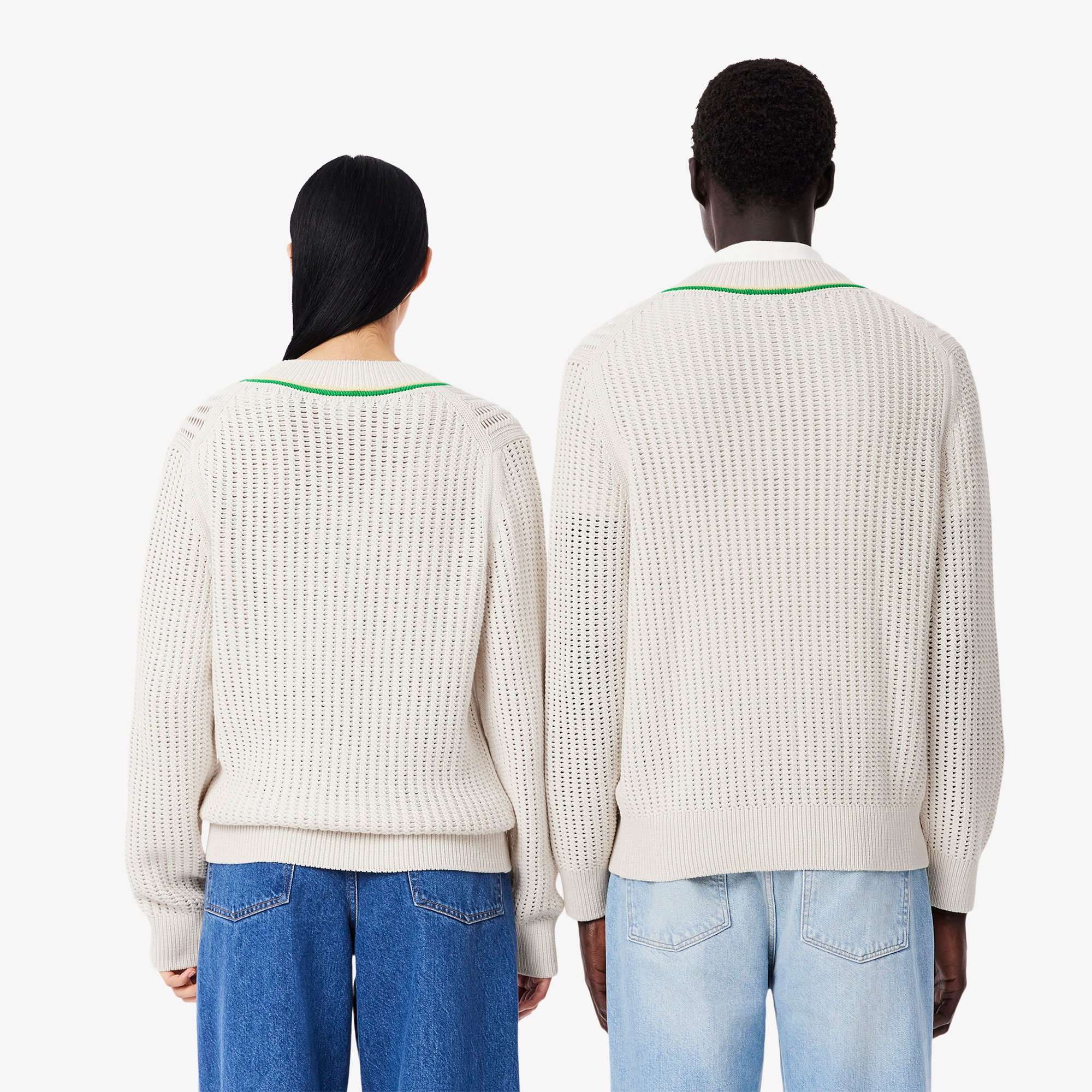 Lacoste Unisex Classic Fit V Yaka Krem Kazak