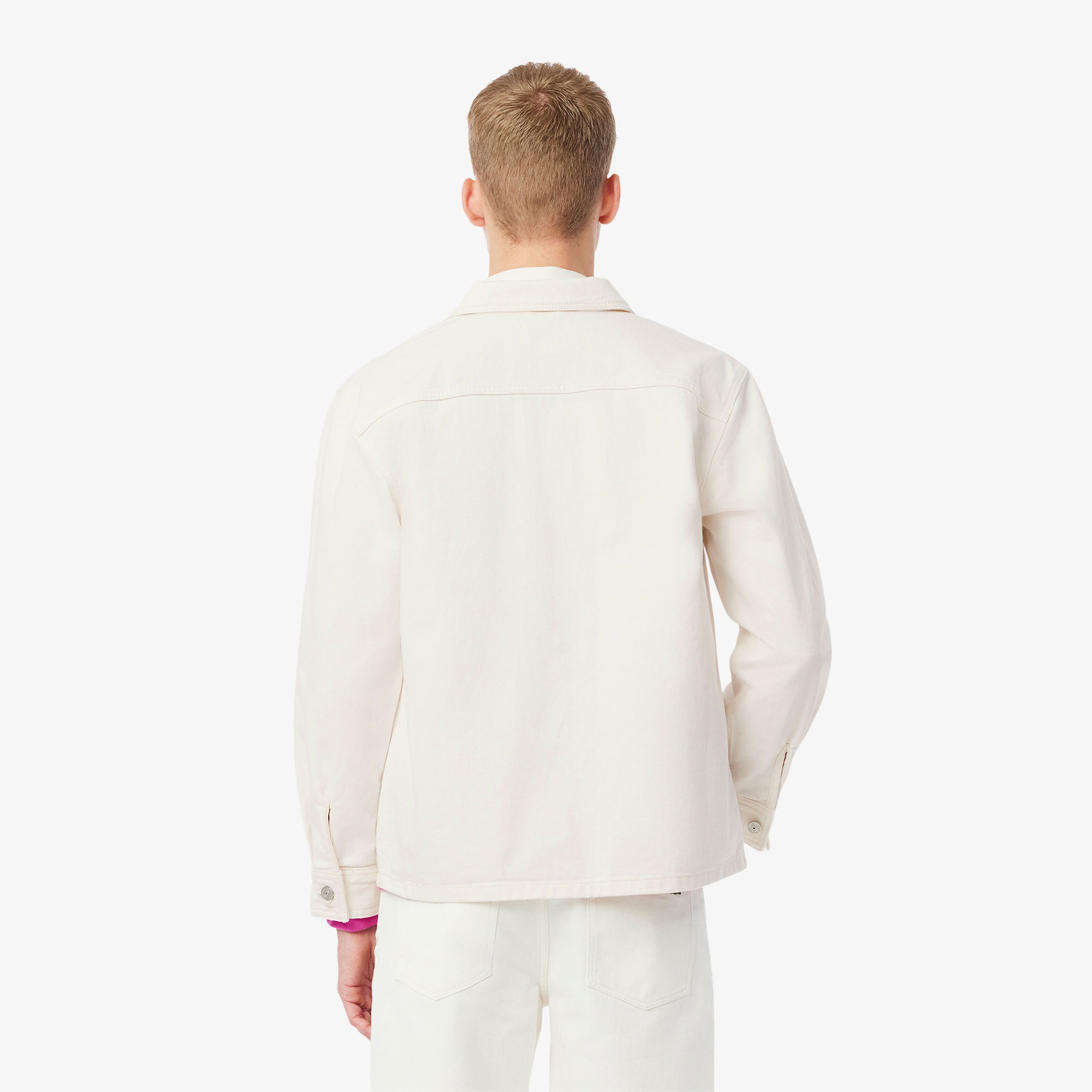 Lacoste Erkek Oversize Fit Gömlek Yaka Denim Krem Ceket