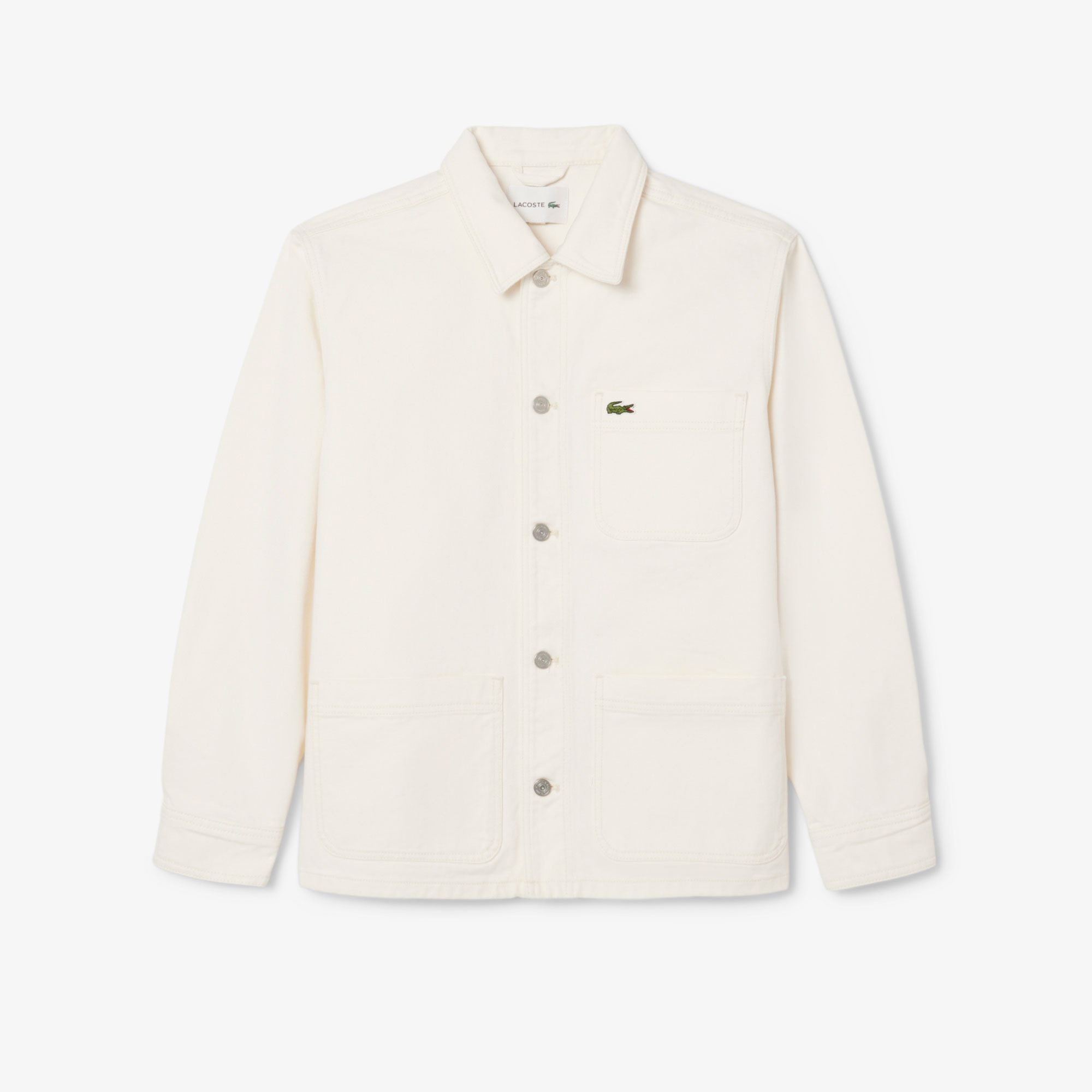 Lacoste Erkek Oversize Fit Gömlek Yaka Denim Krem Ceket