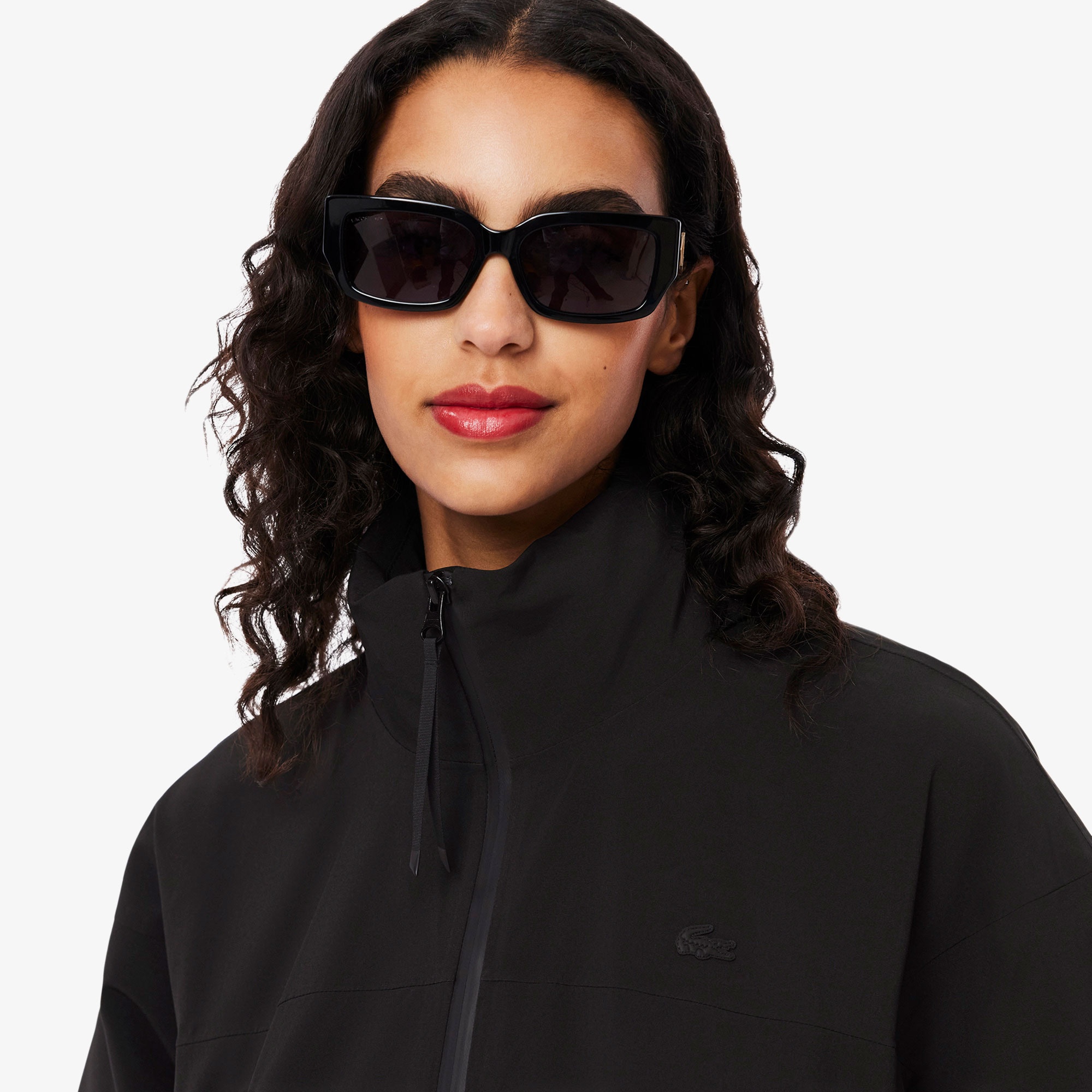 Lacoste Kadın Oversize Fit Kapüşonlu Siyah Trençkot