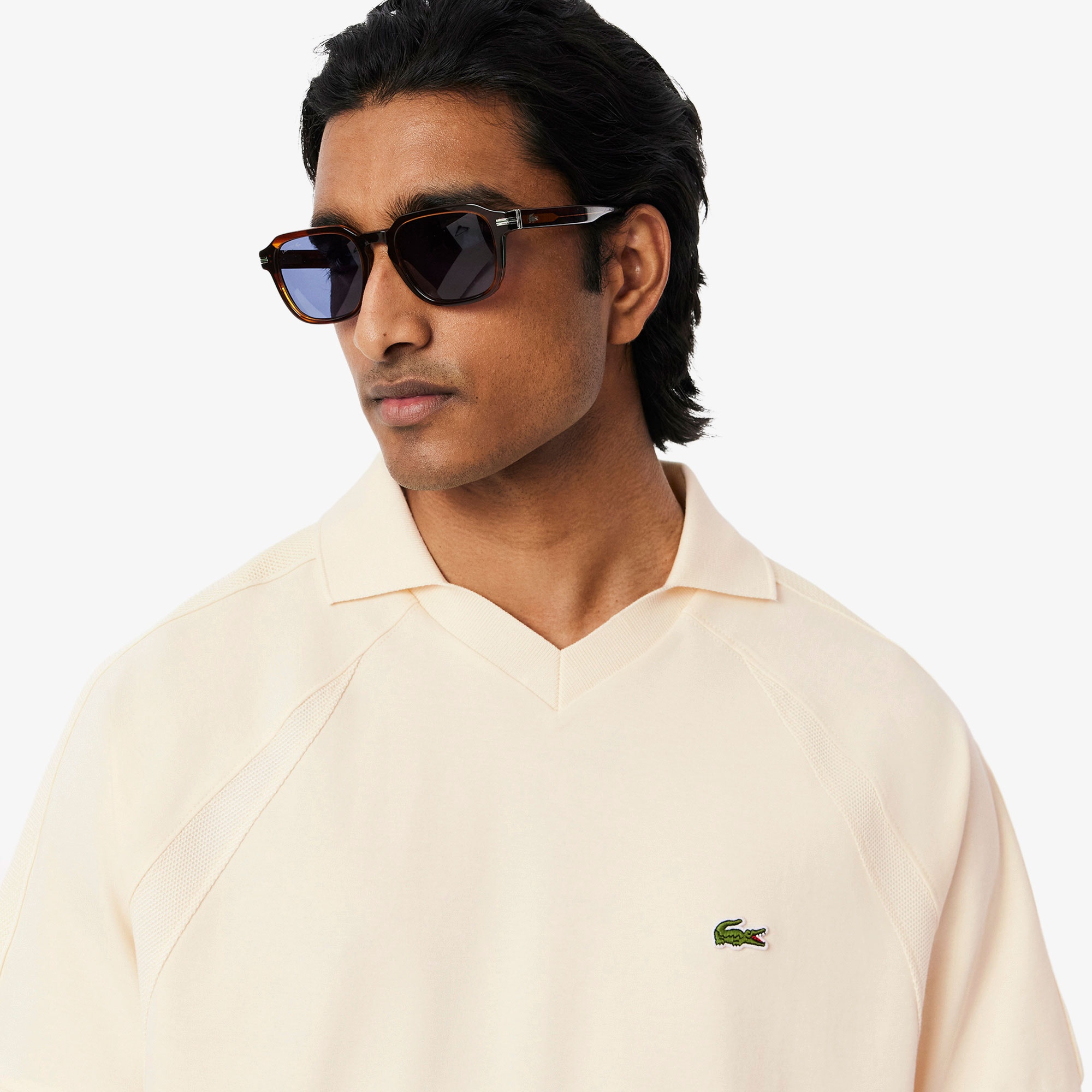 Lacoste Erkek Classic Fit Organik Pamuk Krem Polo