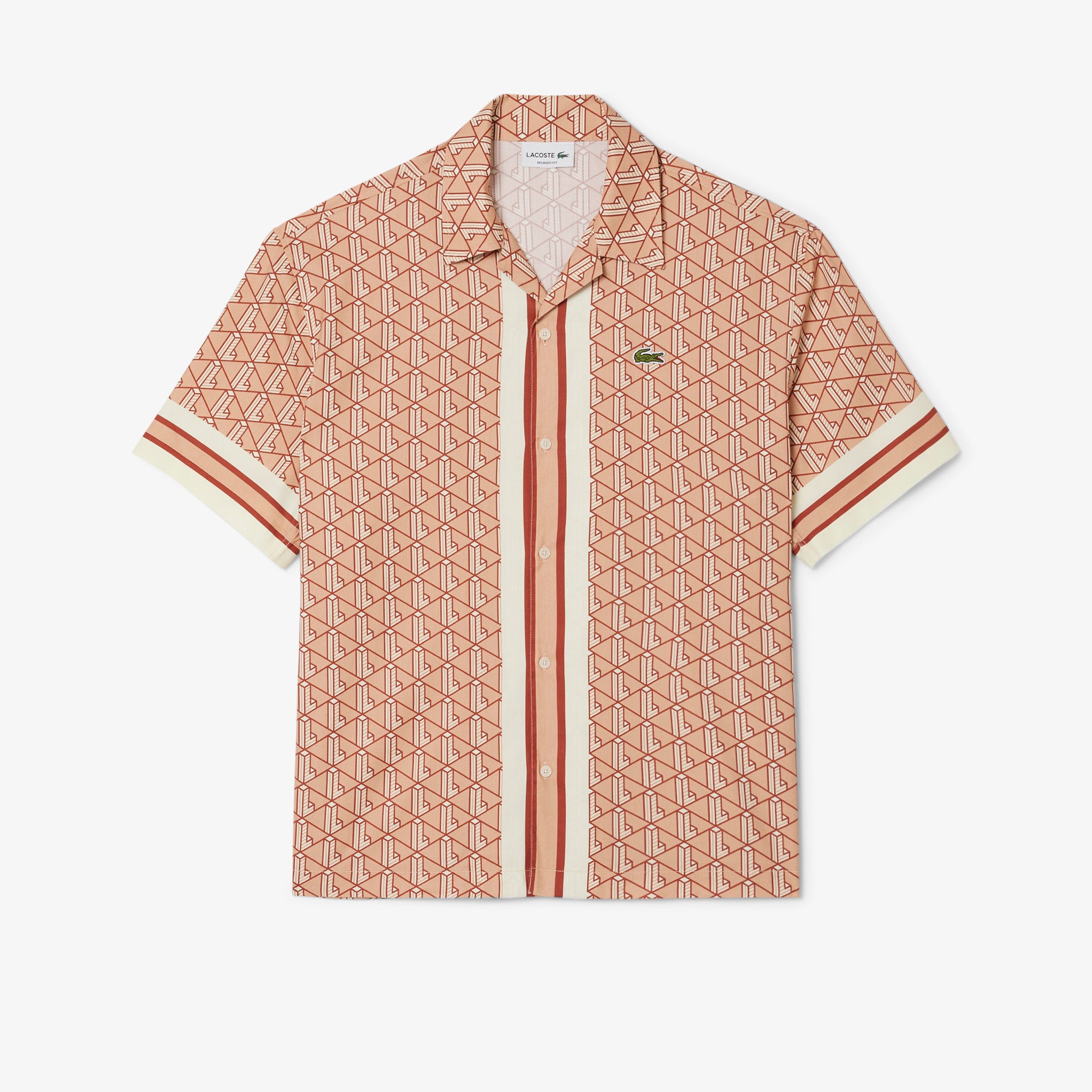 Lacoste Erkek Relaxed Fit Kısa Kollu Monogram Turuncu Gömlek