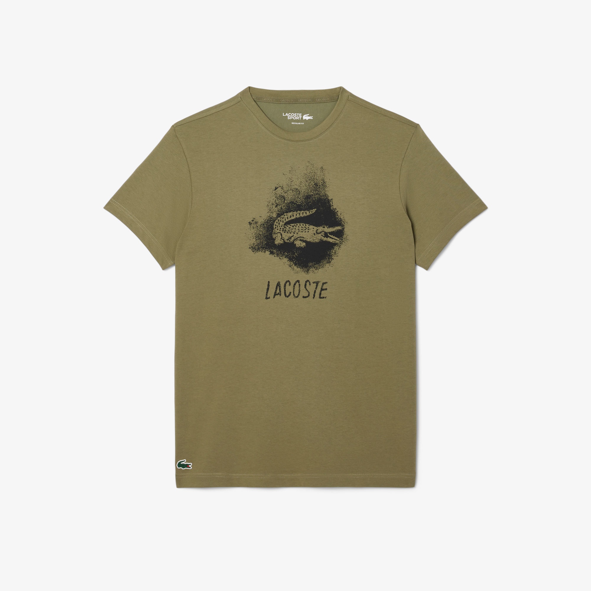 Lacoste Erkek Regular Fit Bisiklet Yaka Baskılı Haki T-Shirt