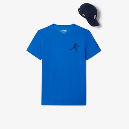 Lacoste Tennis x Novak Djokovic Erkek Regular Fit Bisiklet Yaka Baskılı Lacivert T-Shirt & Şapka Seti Lacivert