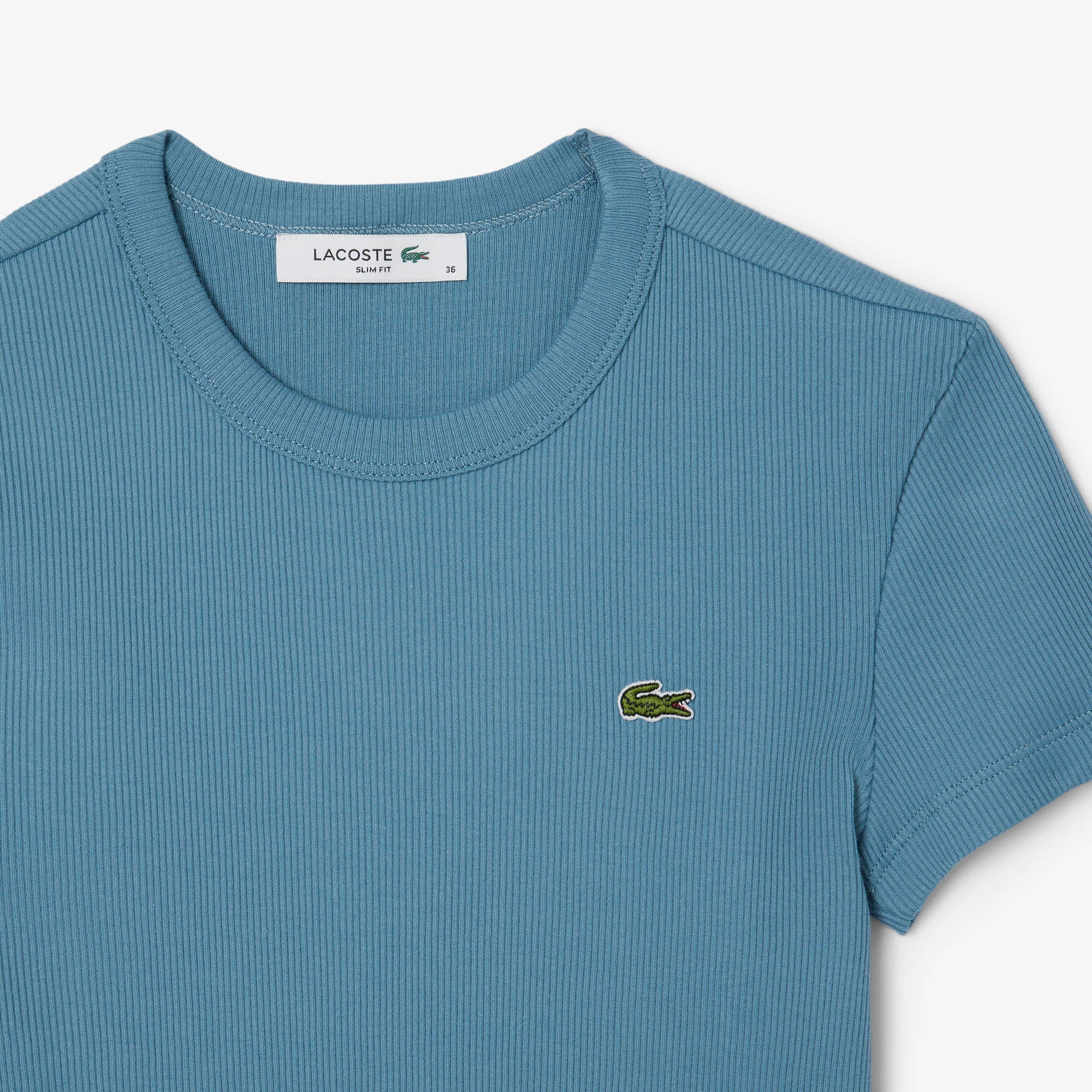 Lacoste Kadın Slim Fit Bisiklet Yaka Mavi T-Shirt