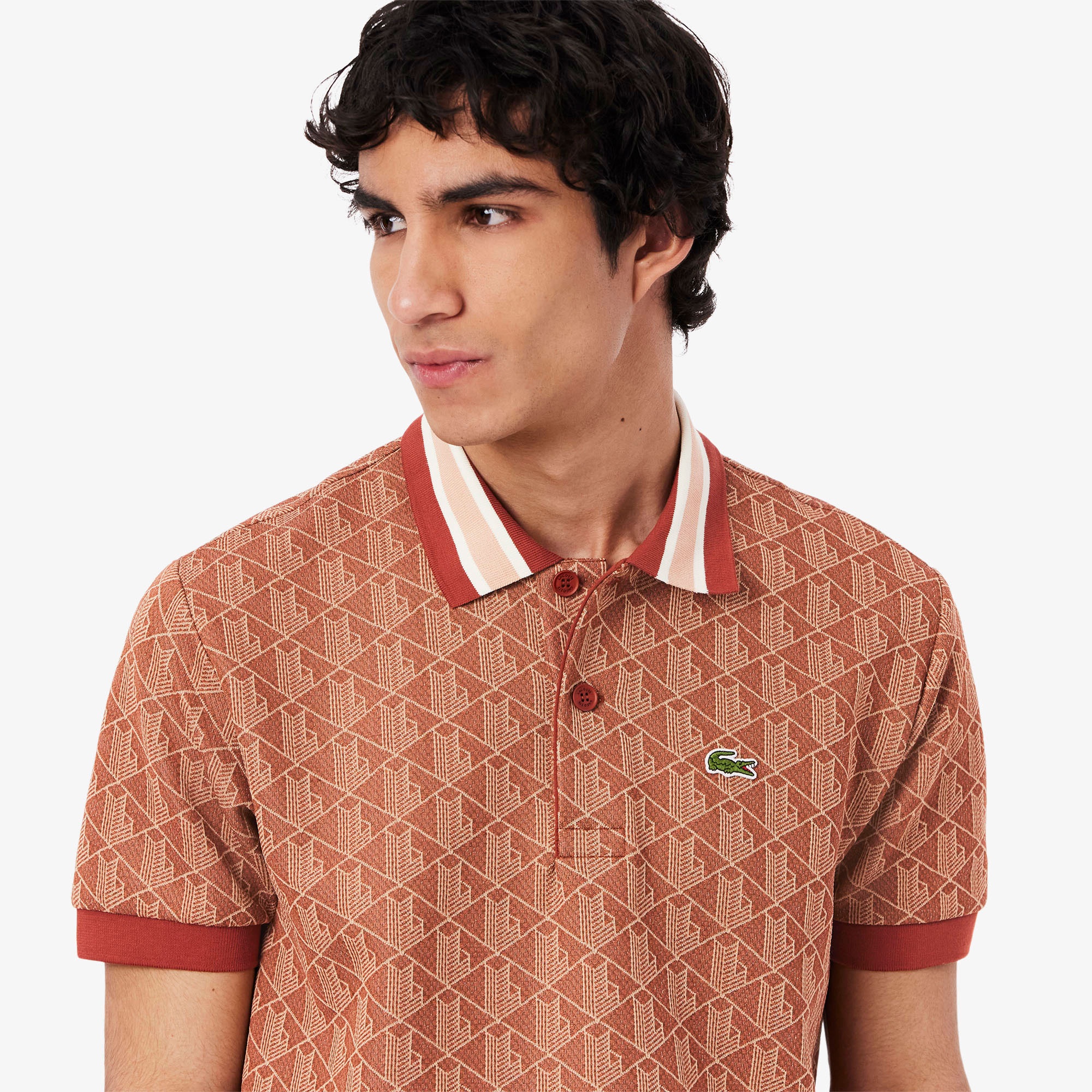 Lacoste Erkek Classic Fit Monogram Kırmızı Polo
