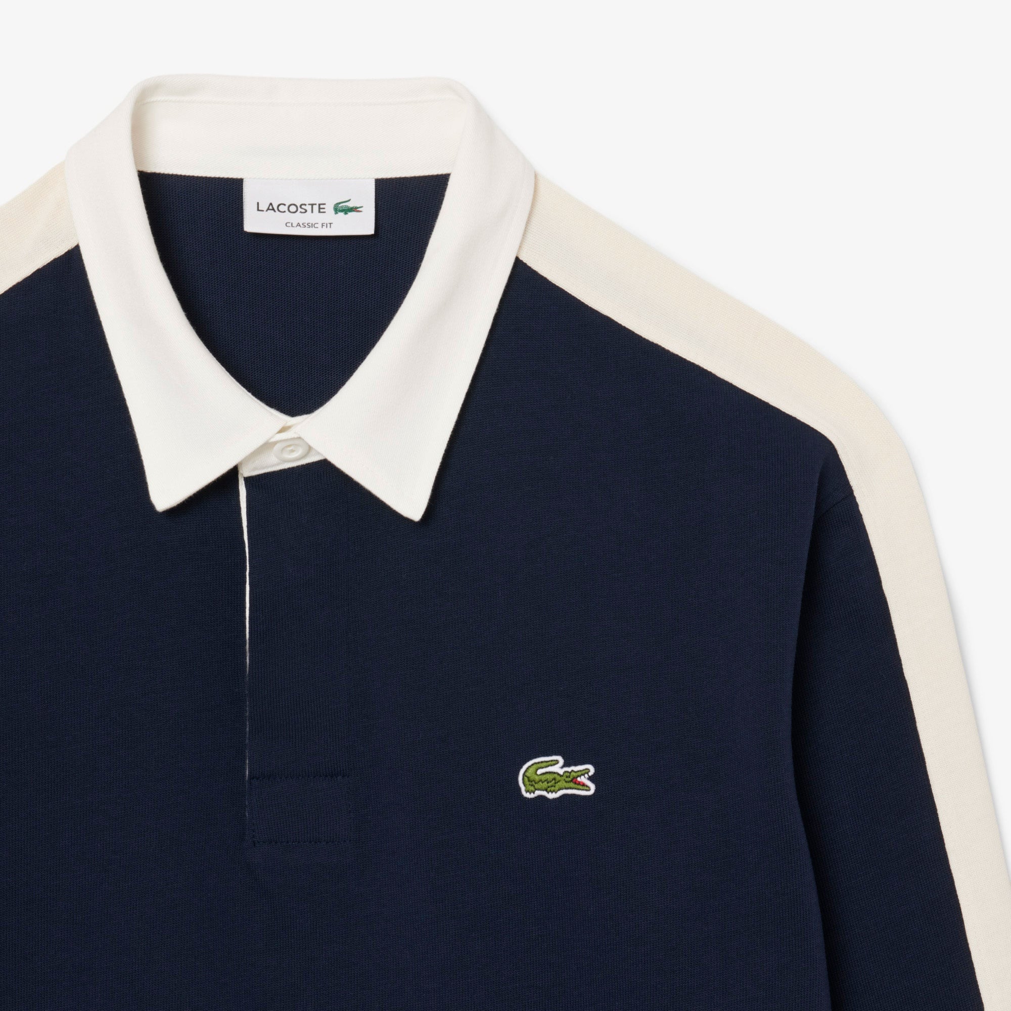 Lacoste Erkek Classic Fit Uzun Kollu Polo Yaka Renk Bloklu Lacivert Rugby Polo