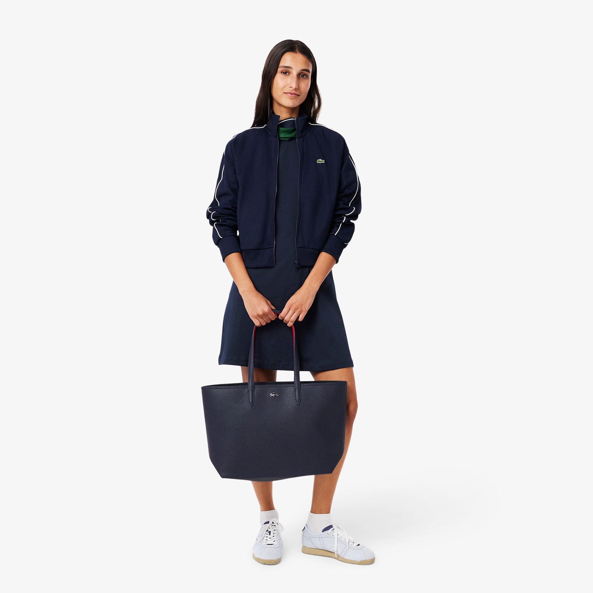 Lacoste Kadın Regular Fit Kısa Kollu Bisiklet Yaka Lacivert Elbise