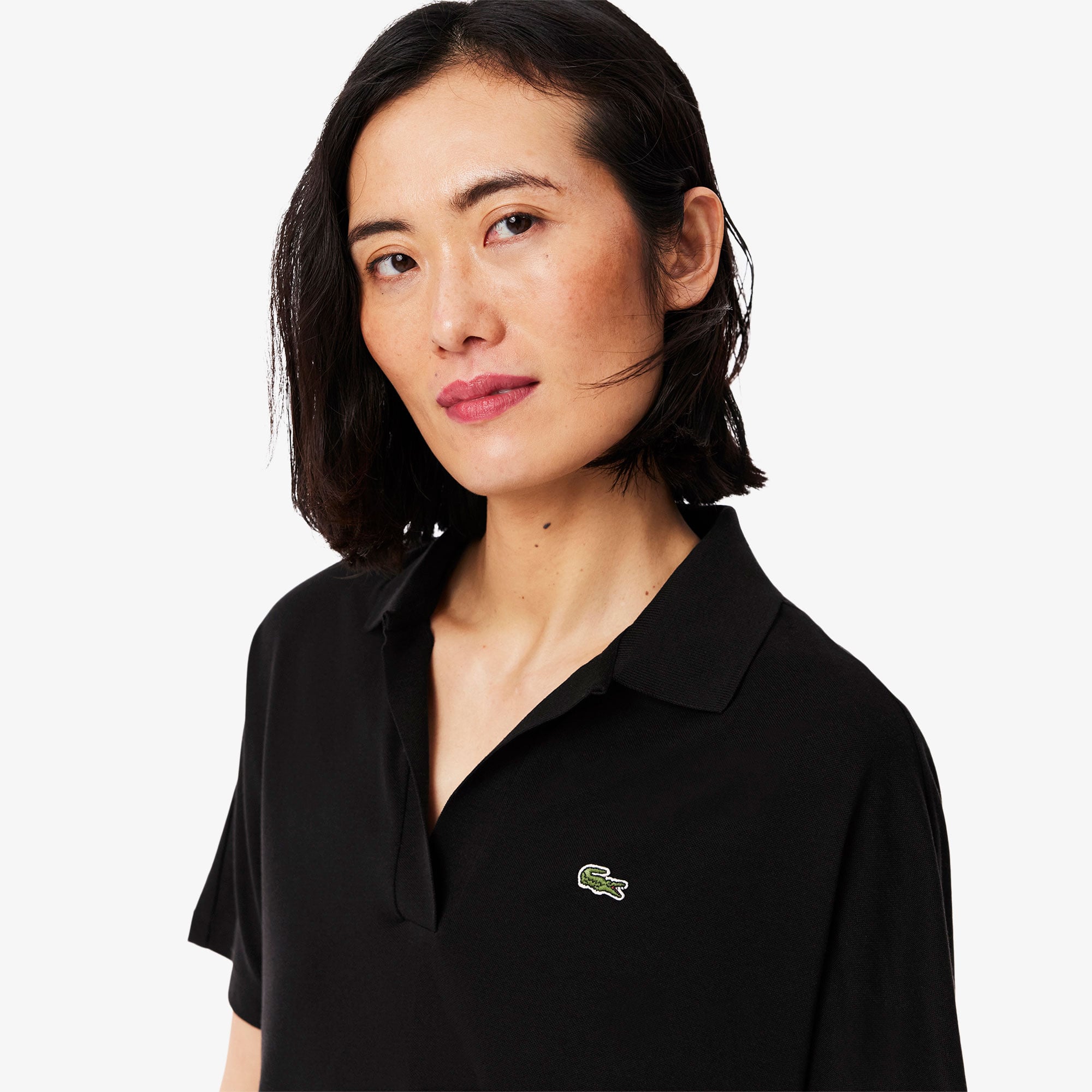 Lacoste Kadın Relaxed Fit Siyah Polo görsel 2