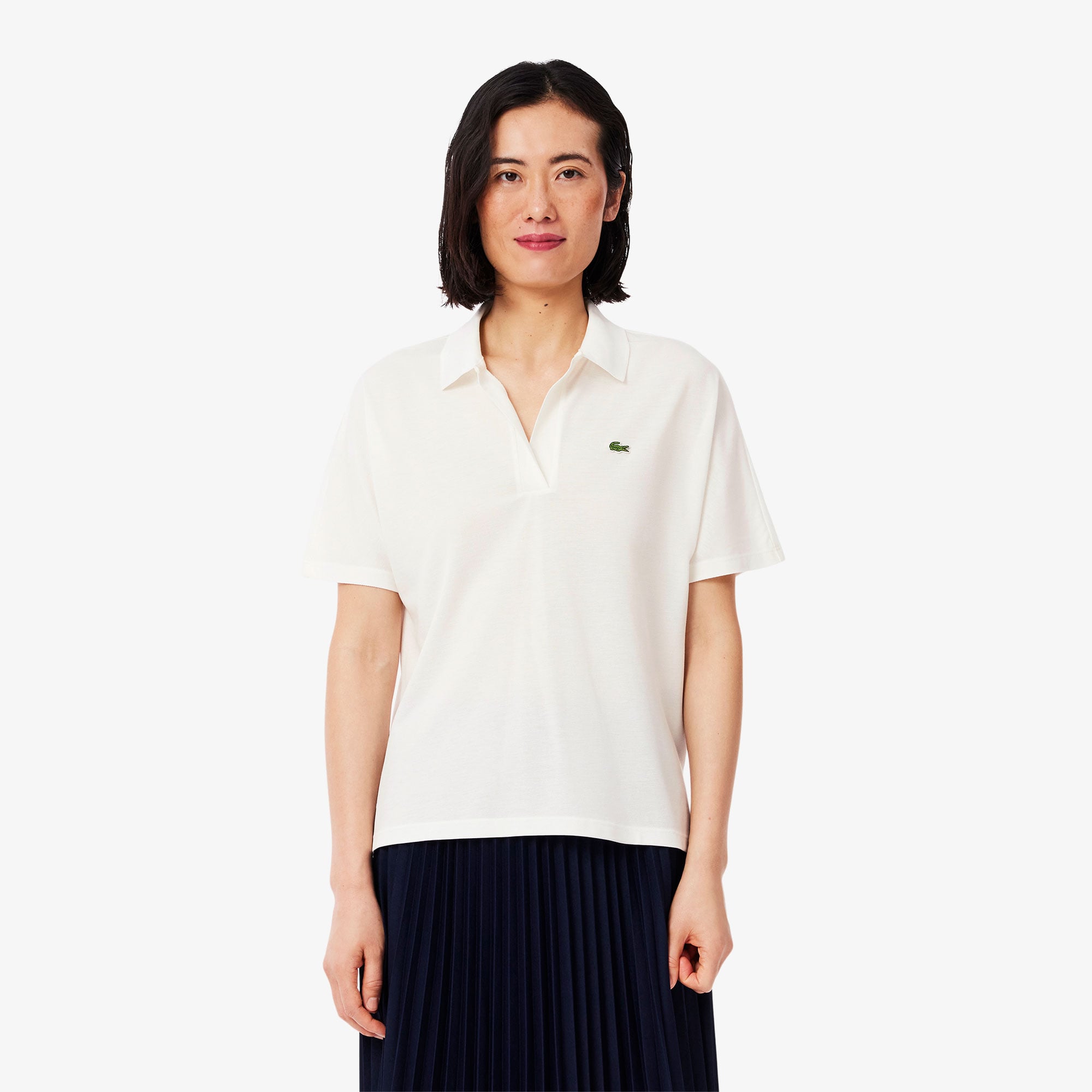 Lacoste Kadın Relaxed Fit Krem Polo