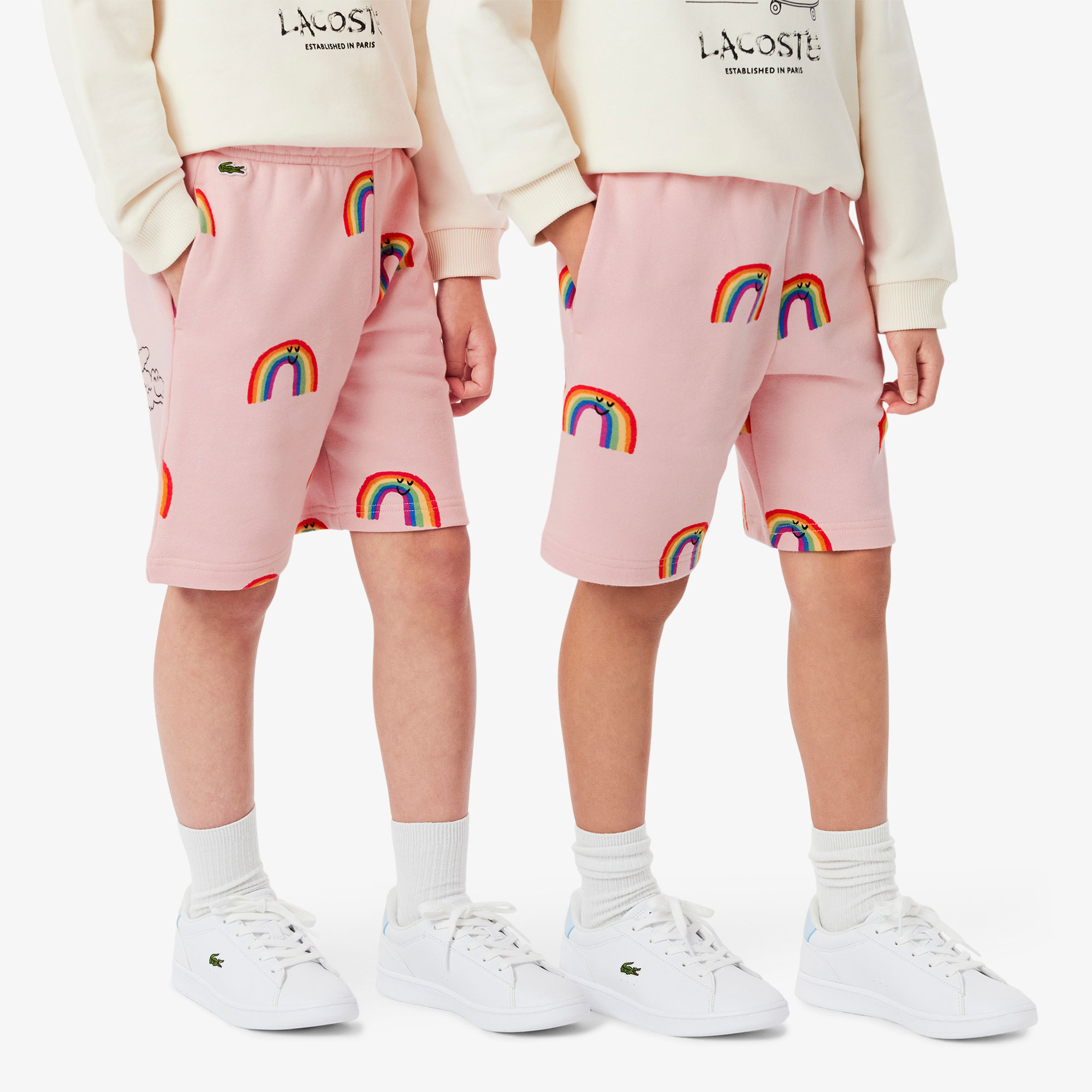 Lacoste Çocuk Desenli Pembe Şort görsel 2