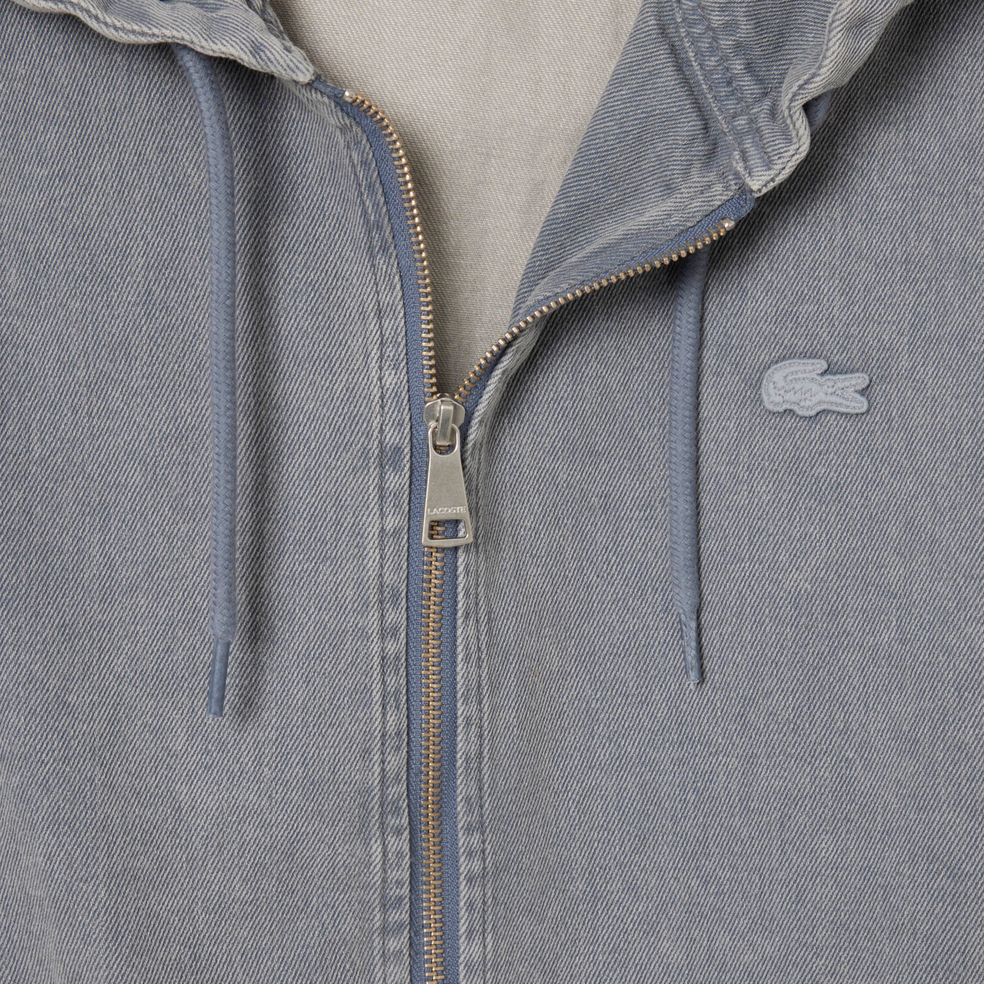 Lacoste Erkek Kapüşonlu Denim Gri Ceket BH0801-FNI | Lacoste