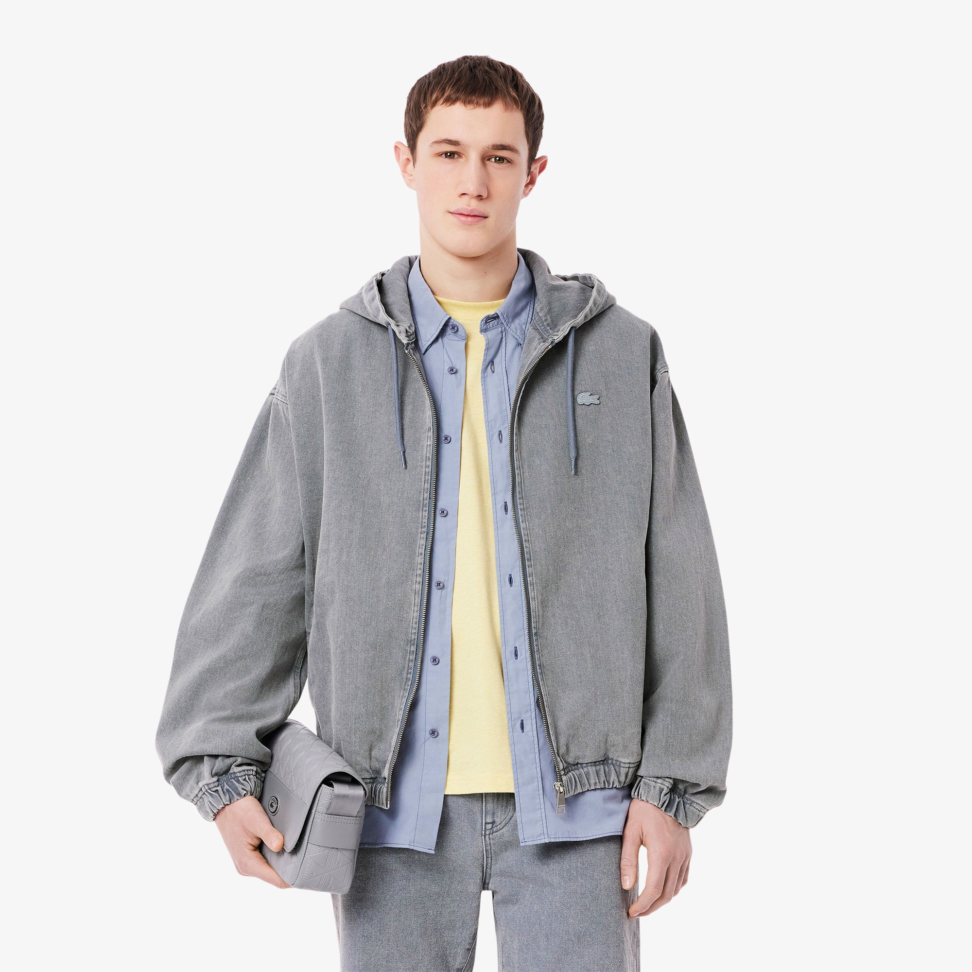 Lacoste Erkek Kapüşonlu Denim Gri Ceket BH0801-FNI | Lacoste