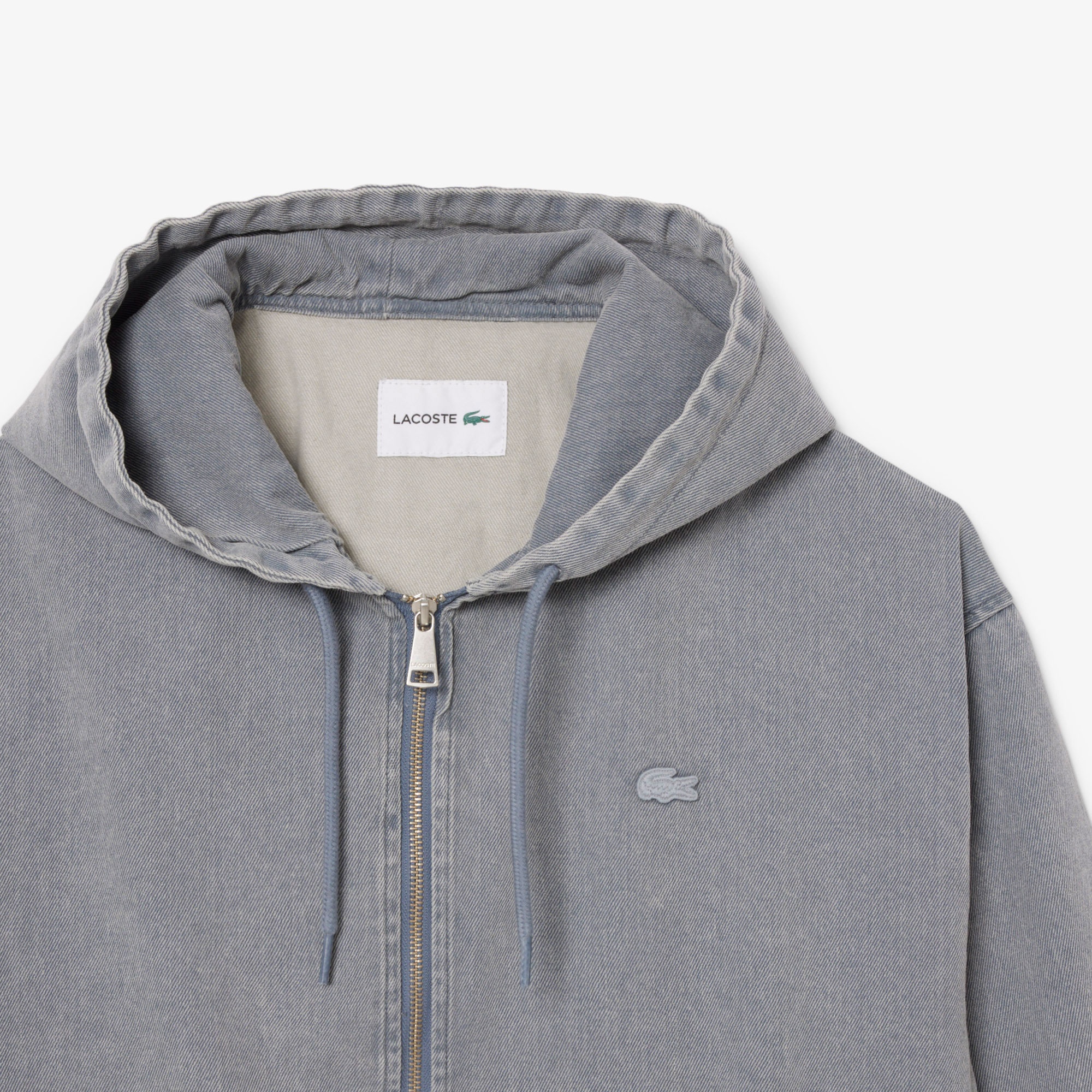 Lacoste Erkek Kapüşonlu Denim Gri Ceket BH0801-FNI | Lacoste