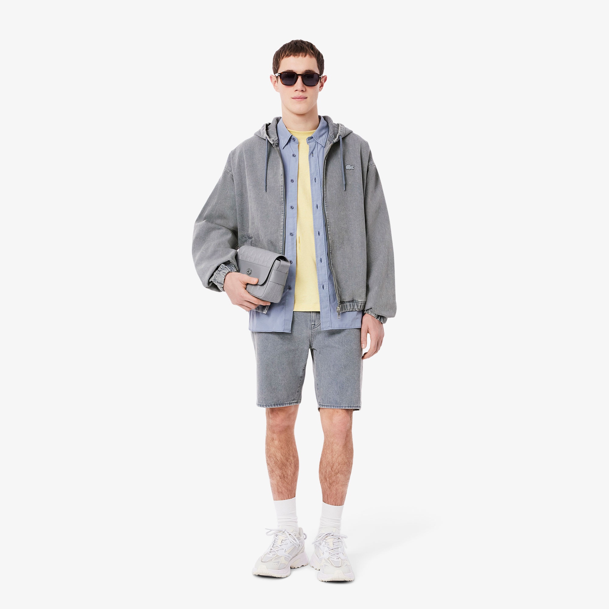 Lacoste Erkek Kapüşonlu Denim Gri Ceket BH0801-FNI | Lacoste