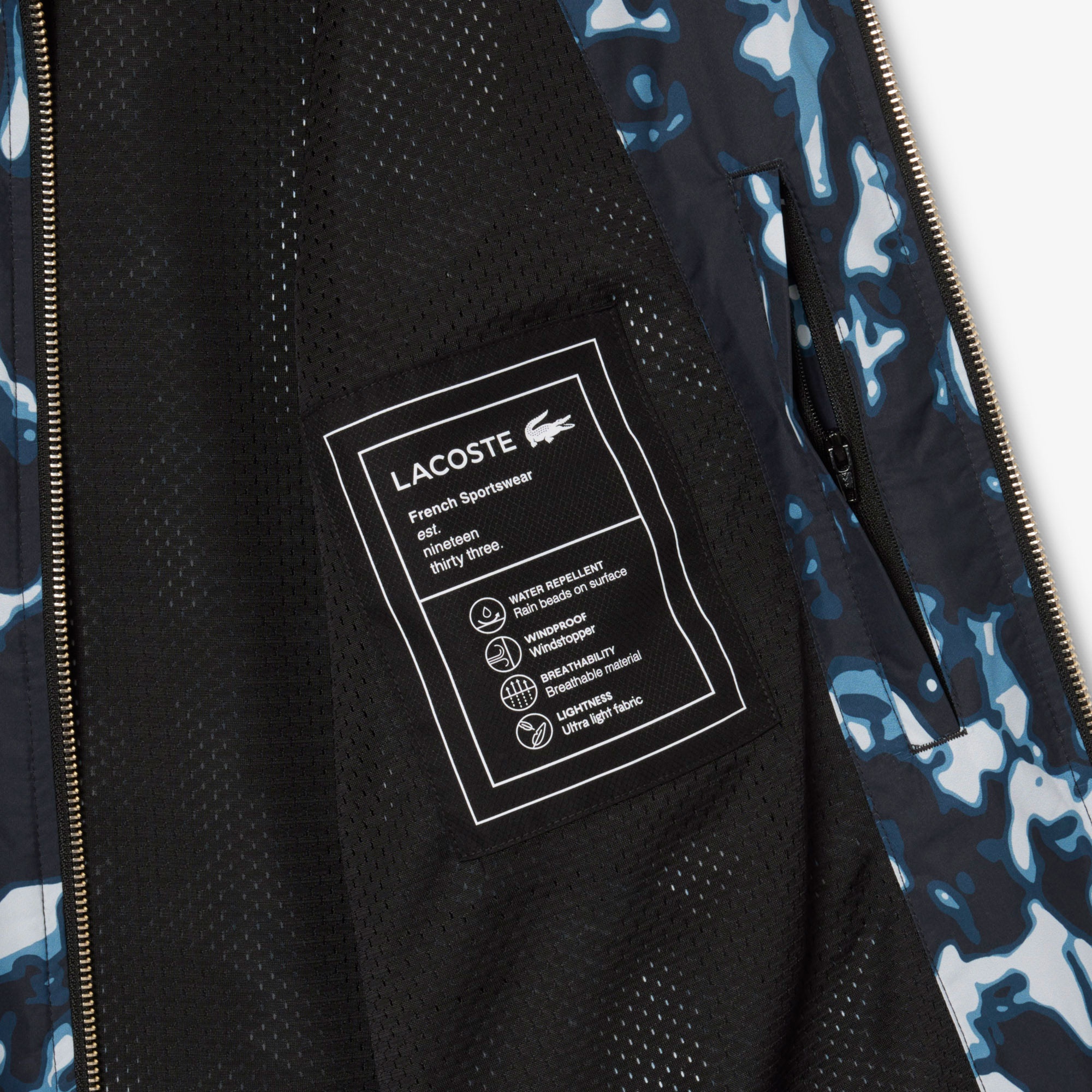 Lacoste Erkek Gömlek Yaka Baskılı Lacivert Rüzgarlık