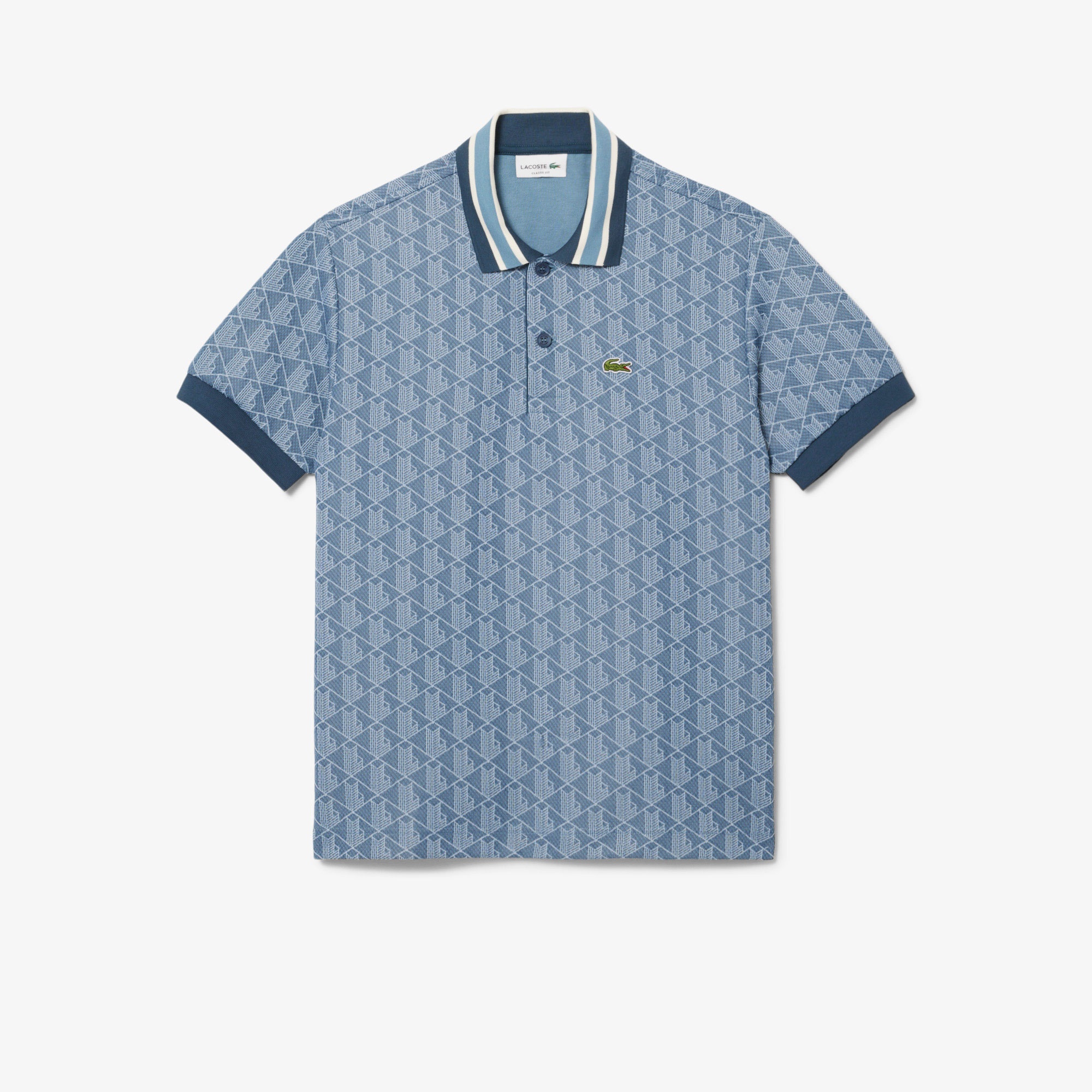 Lacoste Erkek Classic Fit Monogram Mavi Polo