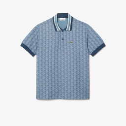 Lacoste Erkek Classic Fit Monogram Mavi Polo Mavi