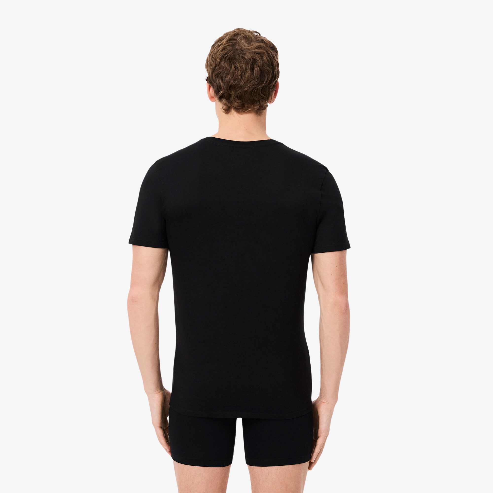 Lacoste Erkek Slim Fit Kısa Kollu V Yaka 3'lü Siyah Pijama Üstü