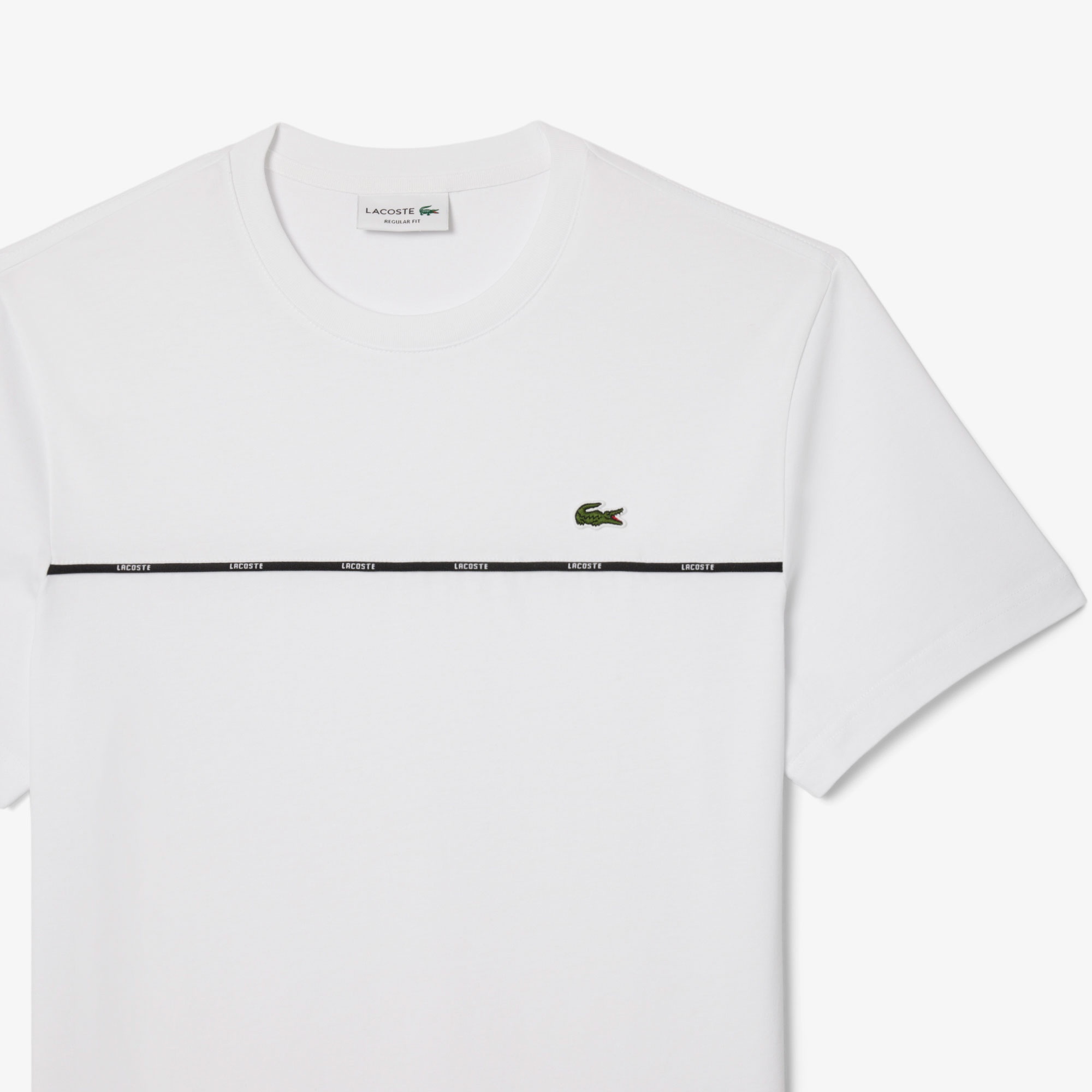 Lacoste Erkek Regular Fit Bisiklet Yaka Baskılı Beyaz T-Shirt