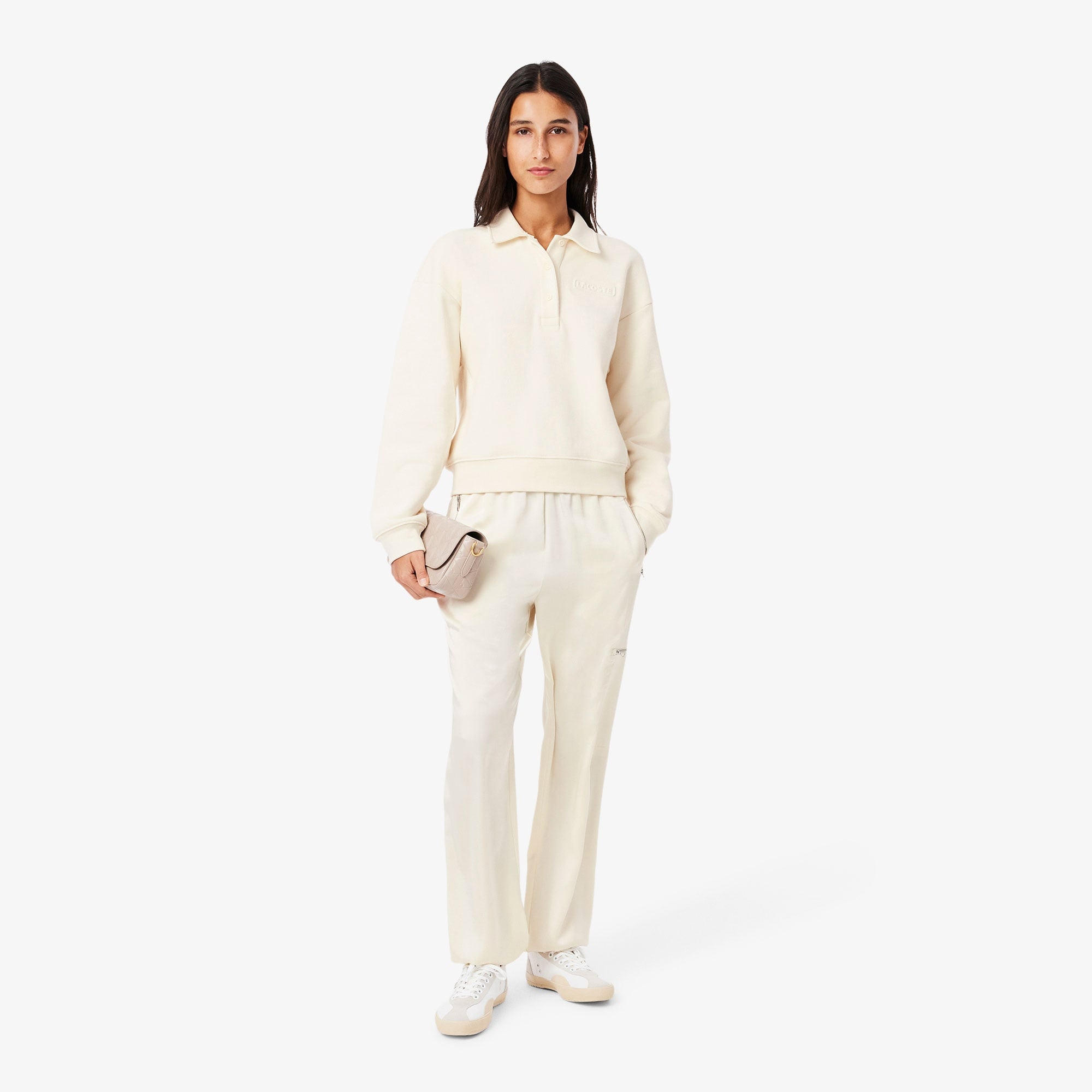 Lacoste Kadın Oversized Fit Krem Pantolon