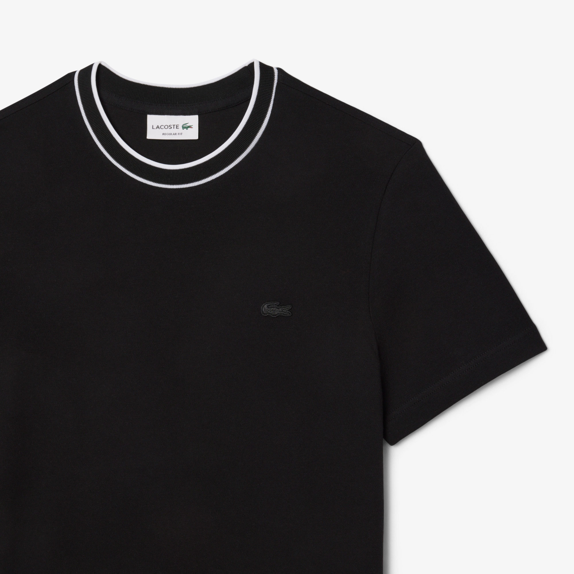 Lacoste Erkek Regular Fit Bisiklet Yaka Siyah T-Shirt görsel 6