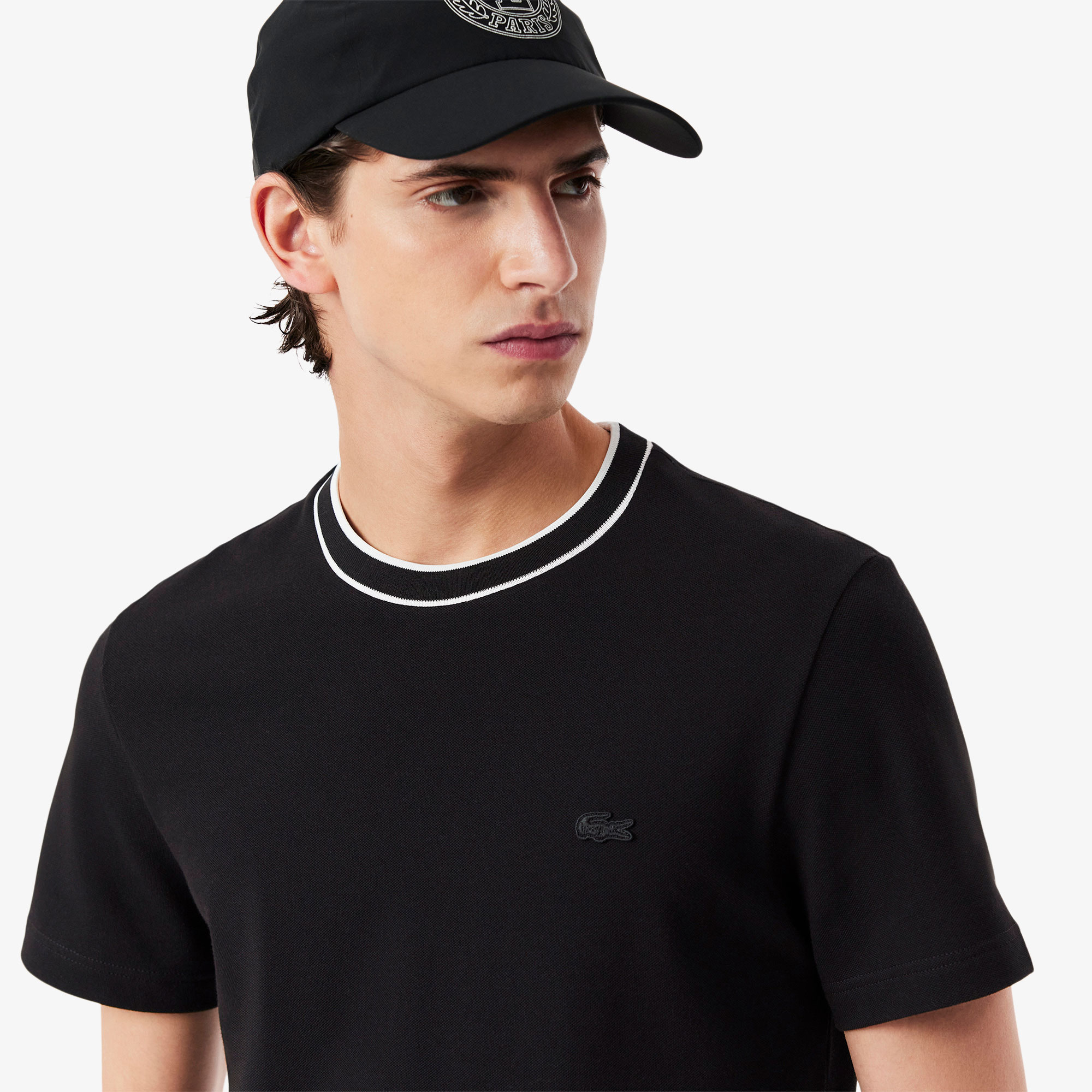 Lacoste Erkek Regular Fit Bisiklet Yaka Siyah T-Shirt görsel 2