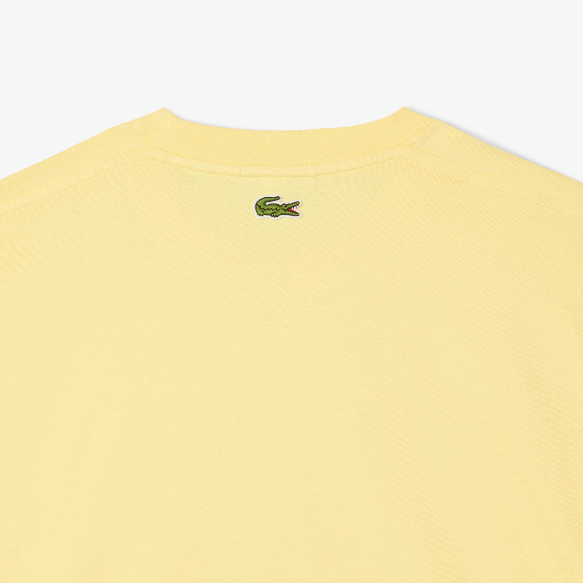 Lacoste Unisex Bisiklet Yaka Baskılı Sarı T-Shirt