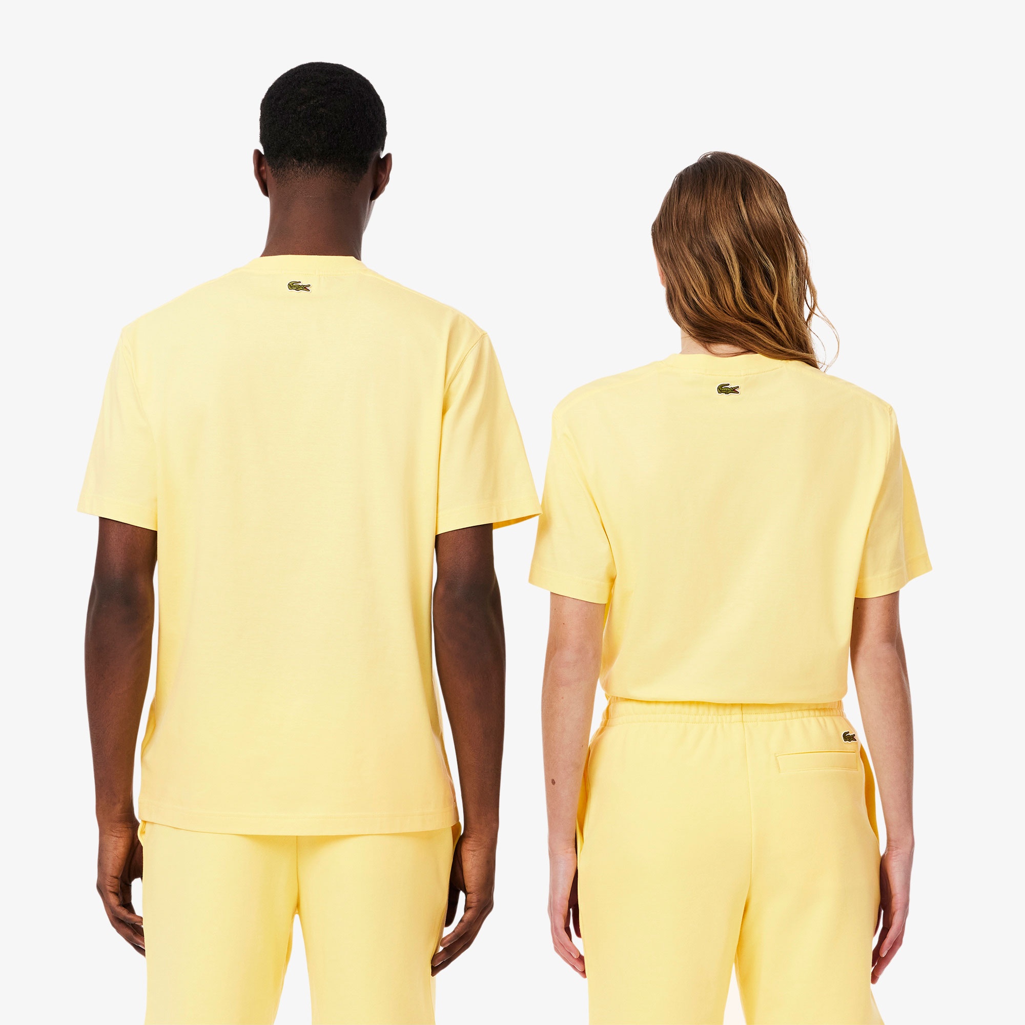 Lacoste Unisex Bisiklet Yaka Baskılı Sarı T-Shirt