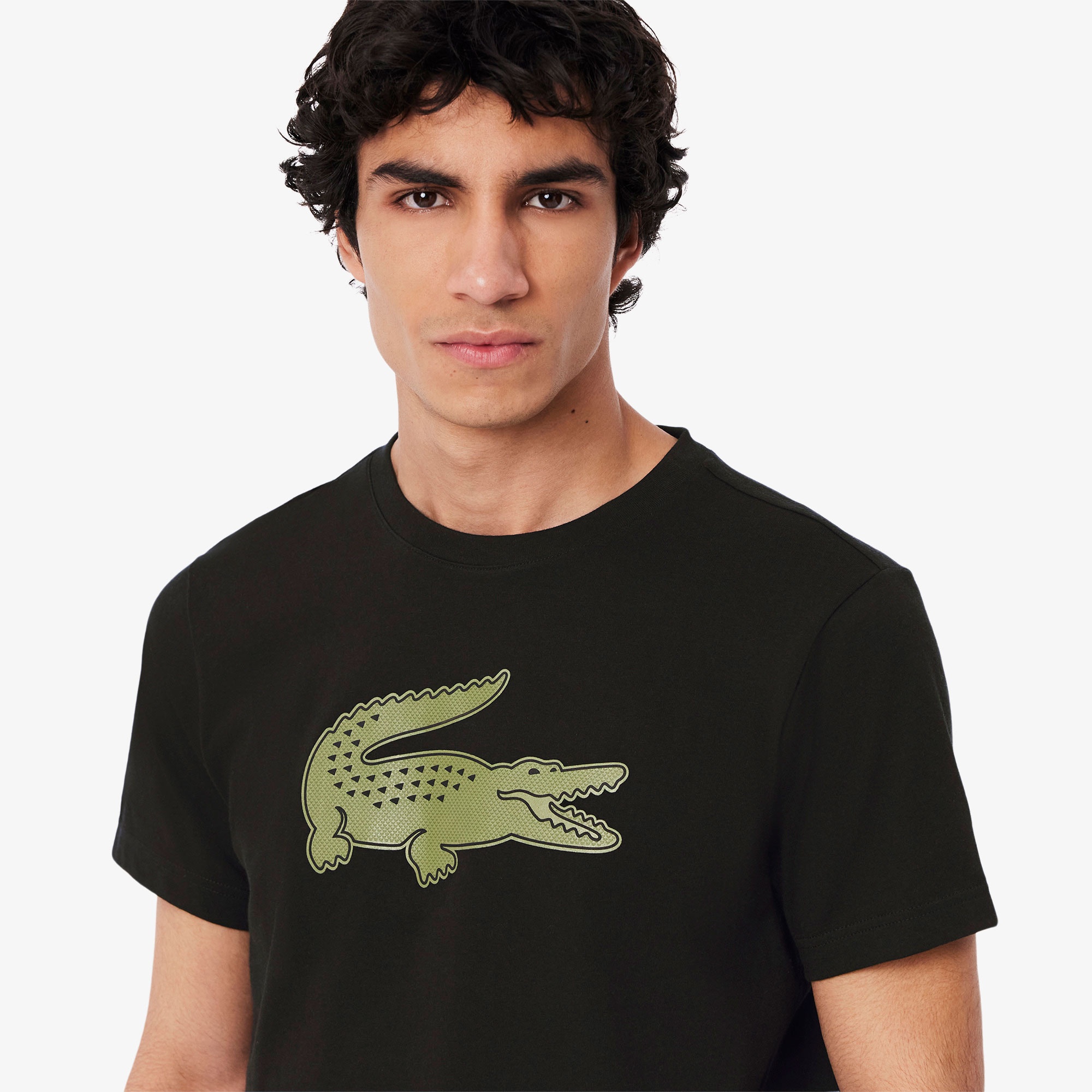 Lacoste Erkek Regular Fit Bisiklet Yaka Baskılı Siyah T-Shirt