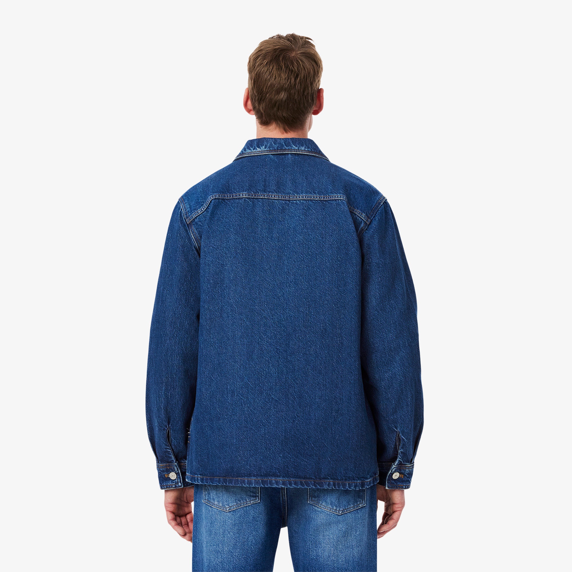 Lacoste Erkek Oversize Fit Gömlek Yaka Denim Koyu Mavi Ceket