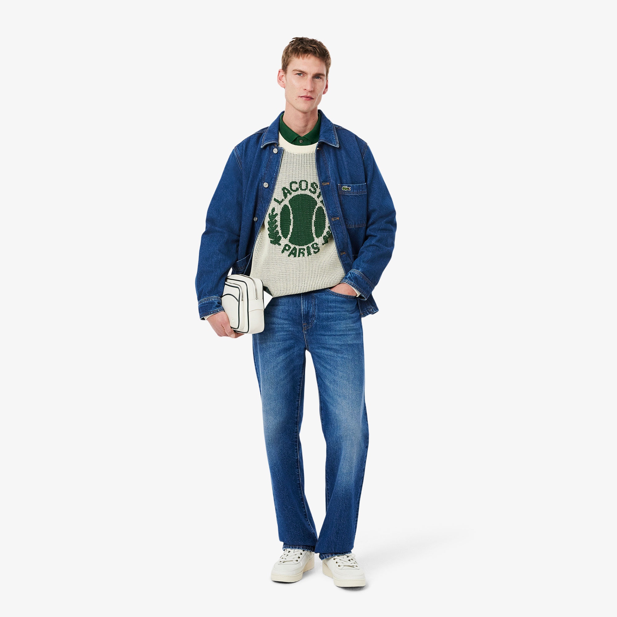 Lacoste Erkek Oversize Fit Gömlek Yaka Denim Koyu Mavi Ceket